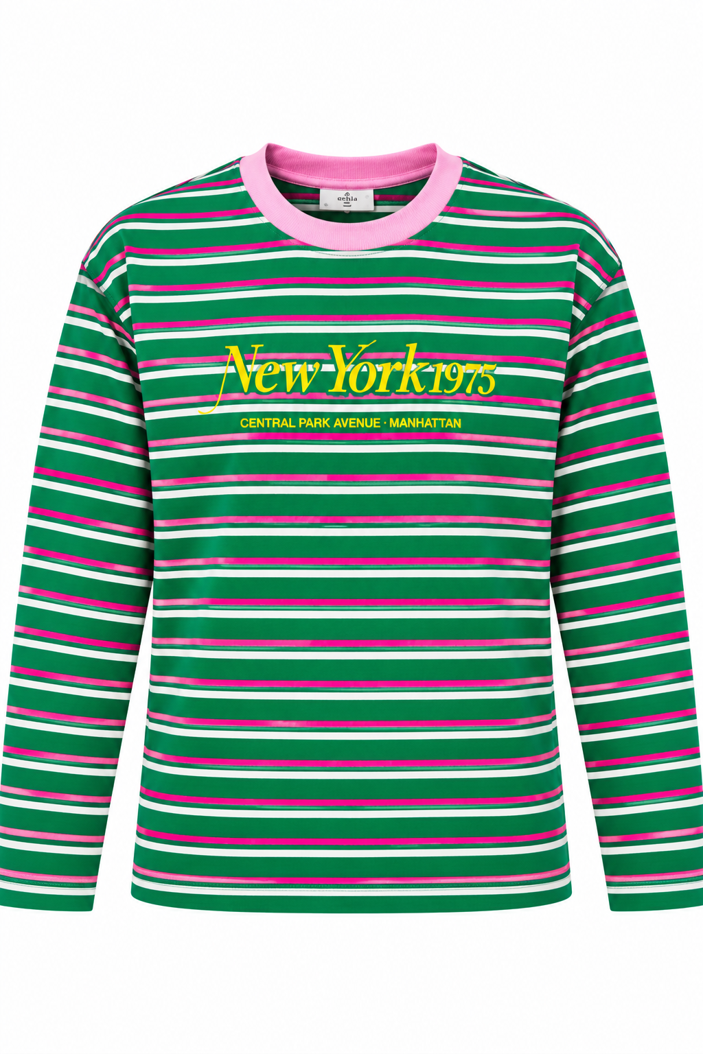 Çizgili New York Baskılı Sweatshirt