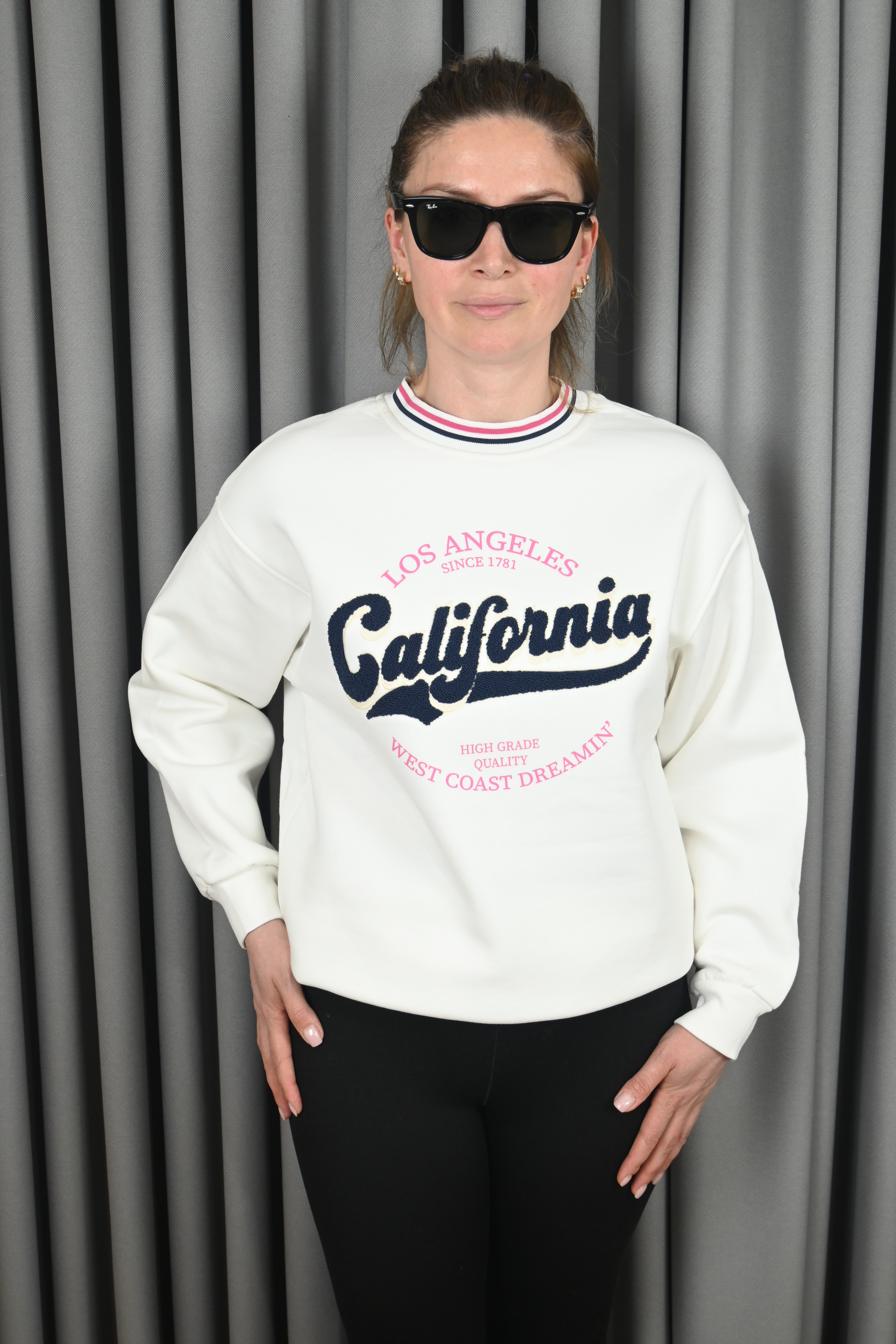 CALİFORNİA BASKILI EKRU SWEATSHIRT