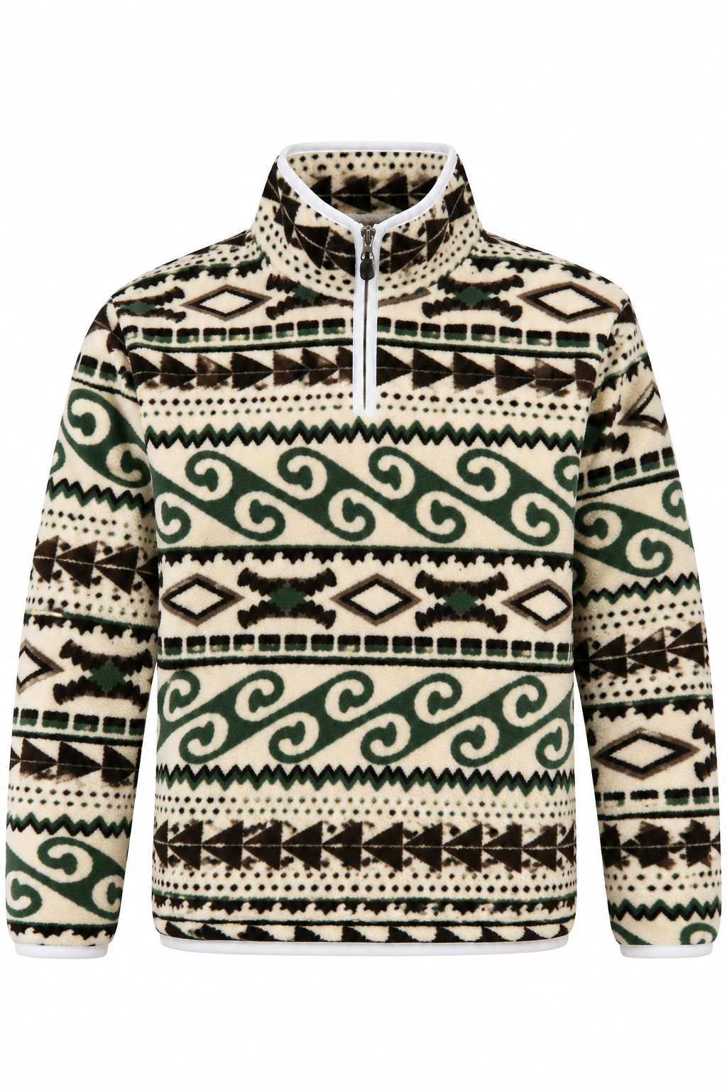 YEŞİL DESENLİ POLAR SWEATSHİRT