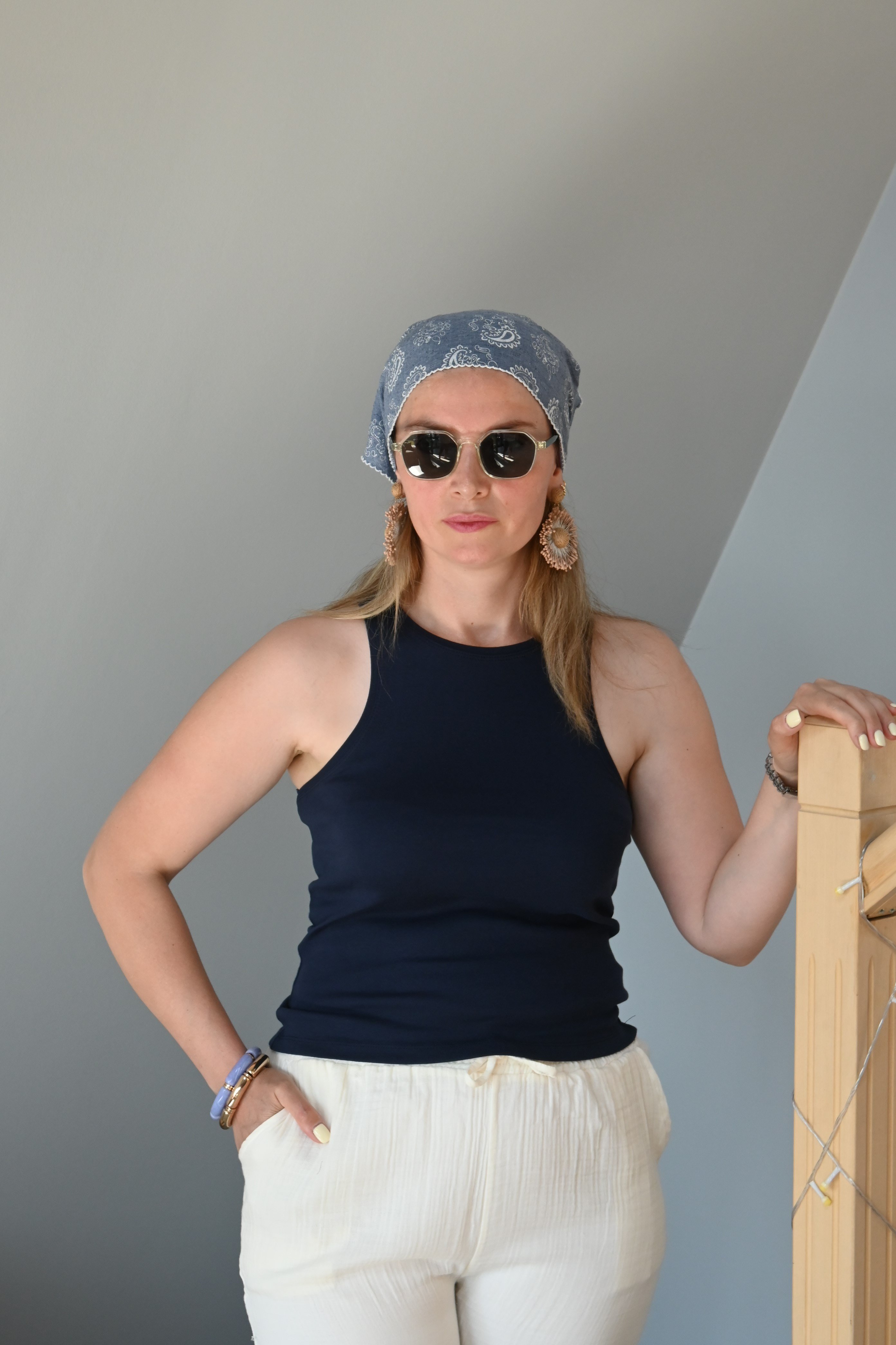 RİBANA KUMAŞ HALTER LACİVERT ATLET