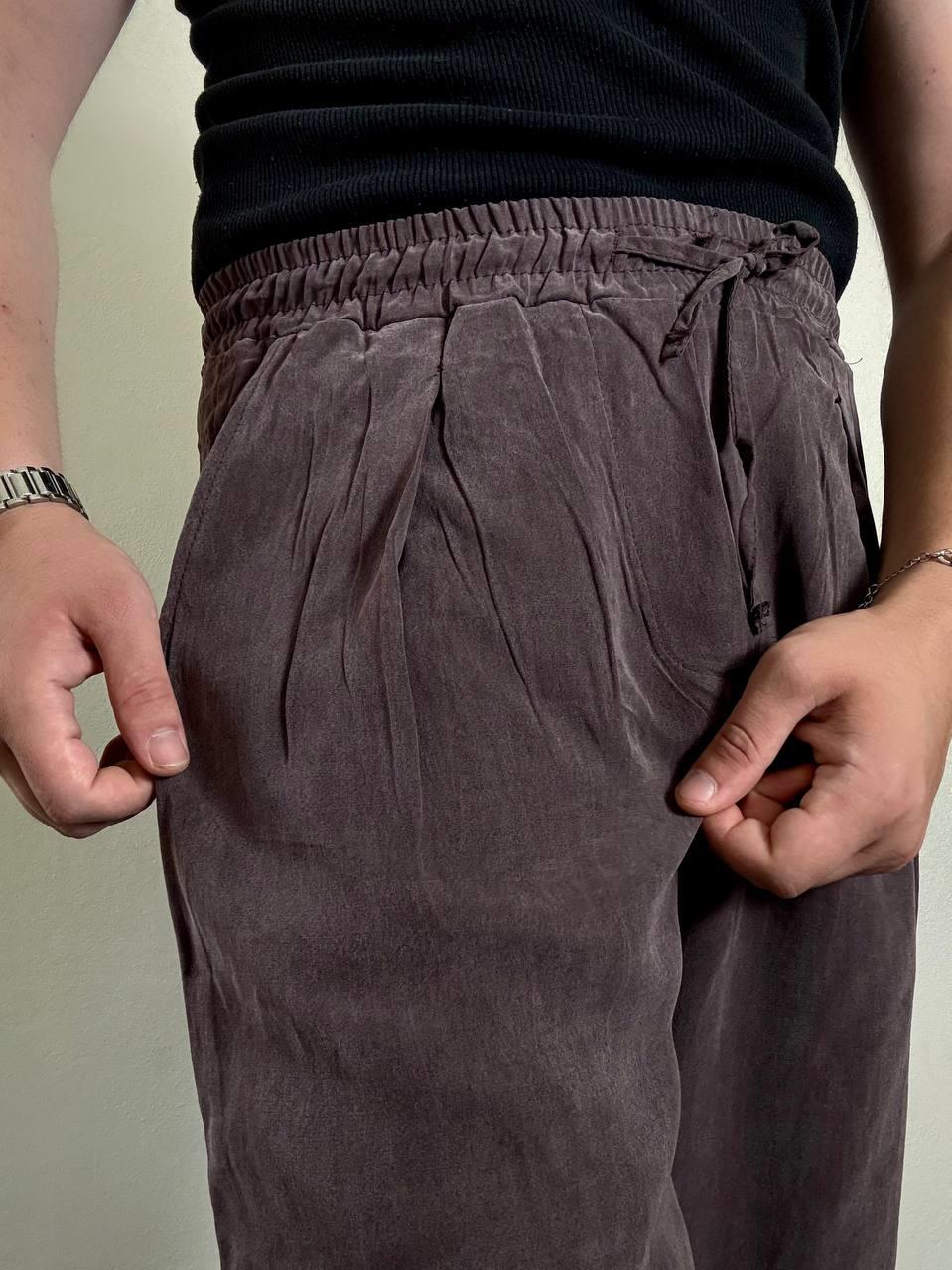 Ares Koyu Mürdüm Keten Pantolon