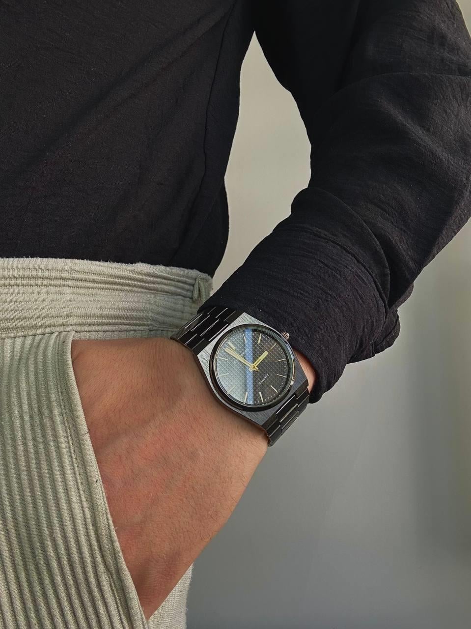 C.S Matte Black Cord Vintage Wristhwatch