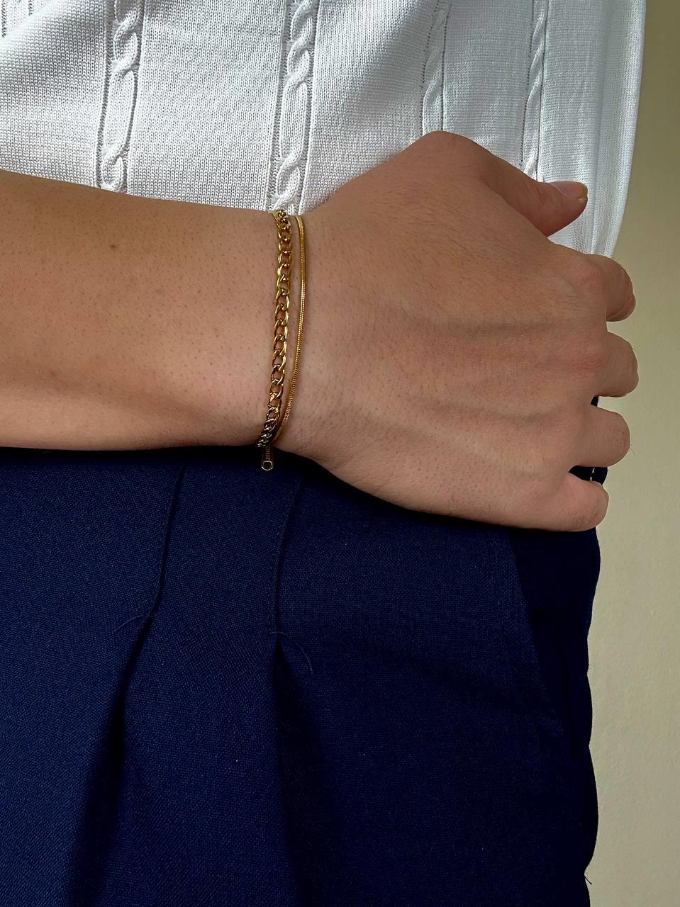 Gold Single Chain Pipe Bracelet