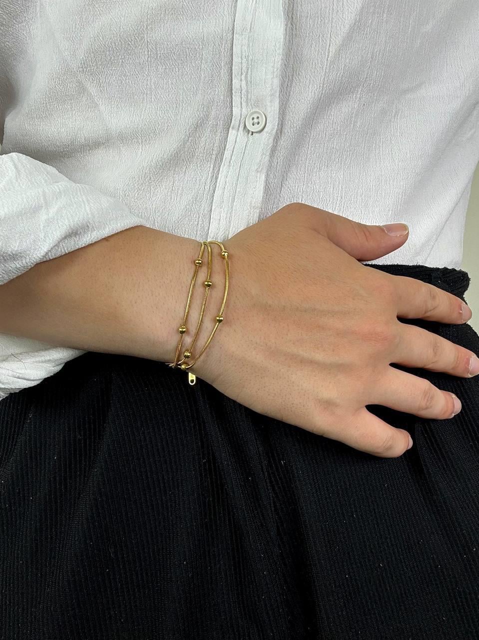 Gold Triple Ball Bracelet