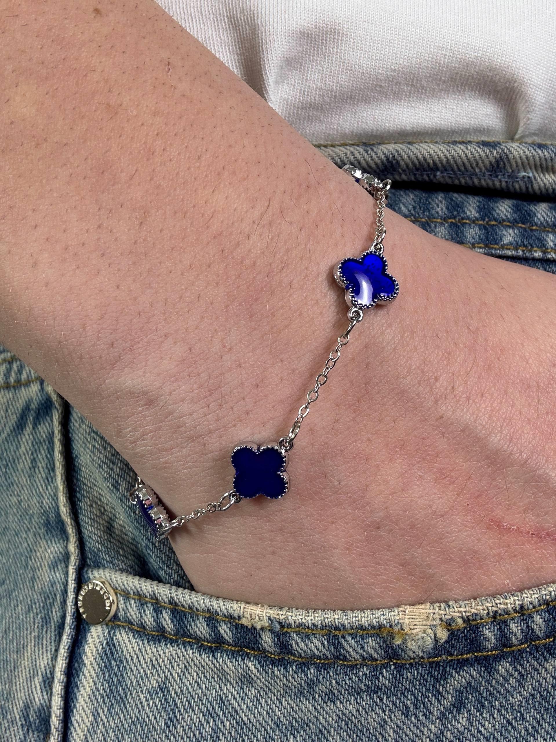 Navy Blue Clover Bracelet