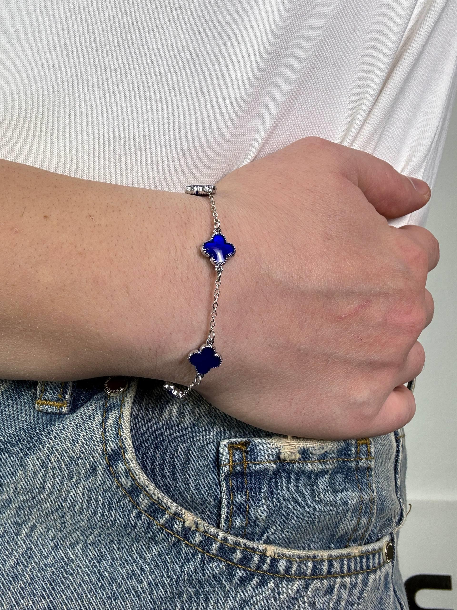 Navy Blue Clover Bracelet