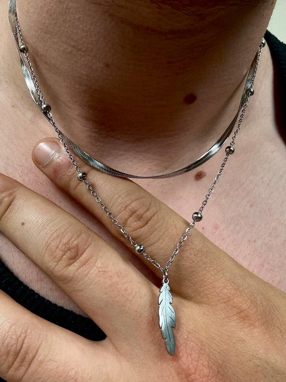 Silver Ball Leaf Necklace