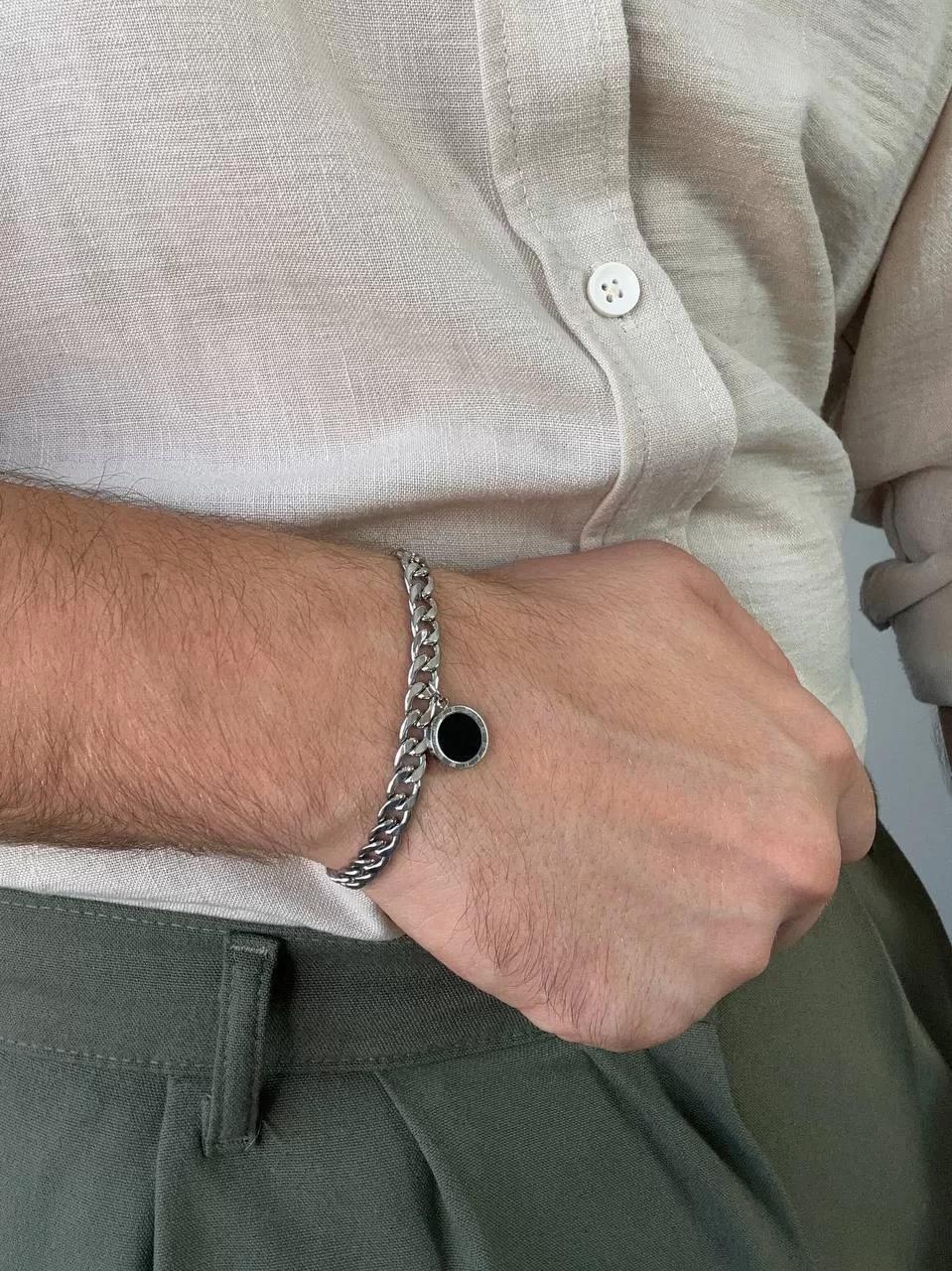 Silver Black Stone Bracelet