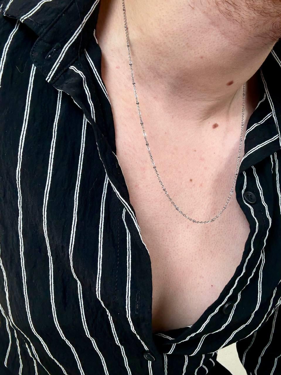 Silver Hexagon Dot Chain Necklace