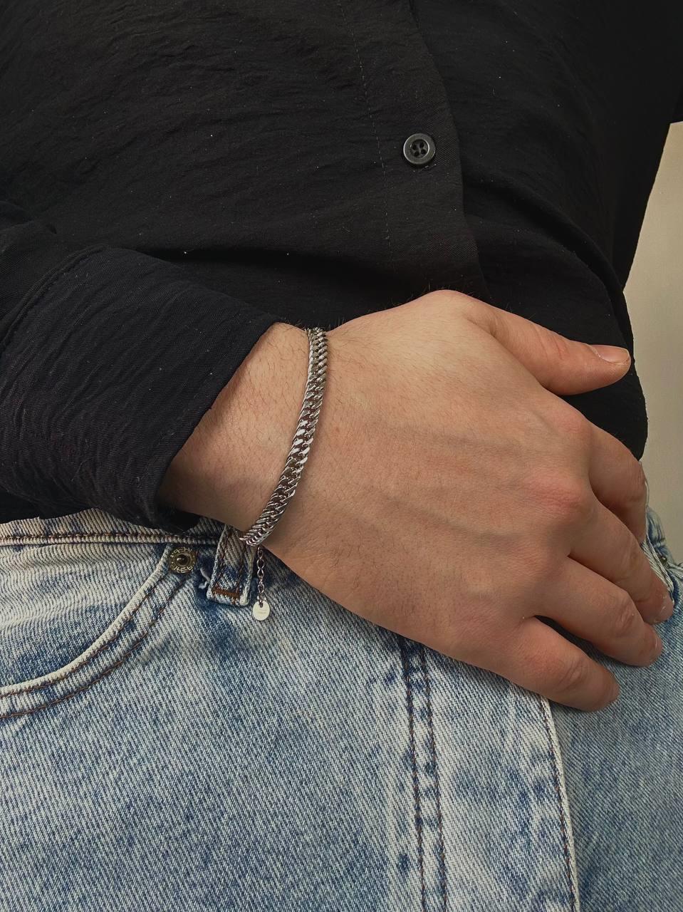 Silver Medium Thick Bracelet