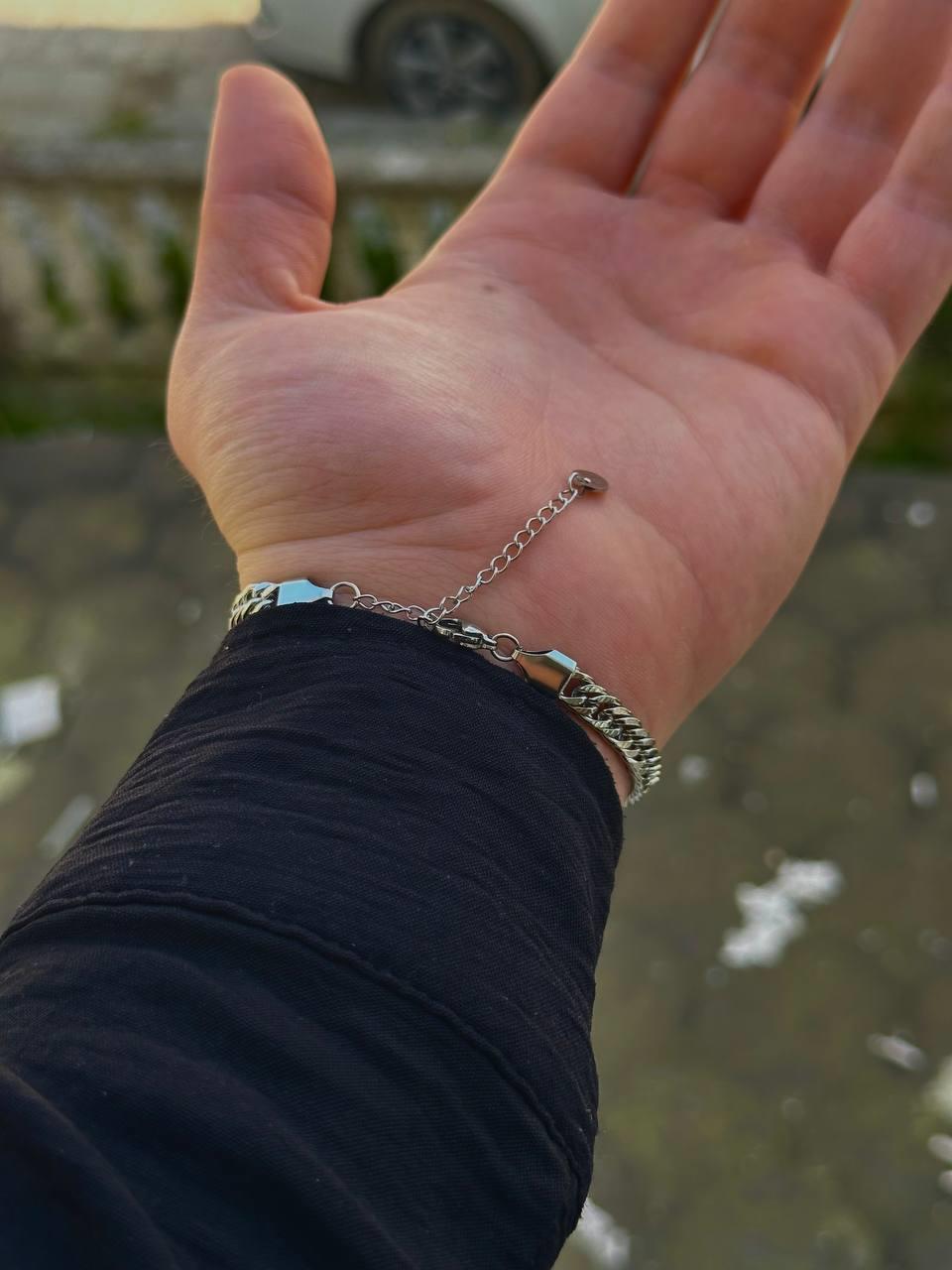 Silver Medium Thick Bracelet
