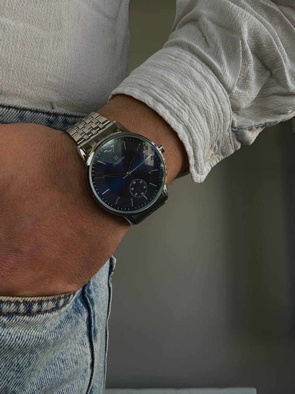 Silver Navy Blue Vintage Wristhwatch