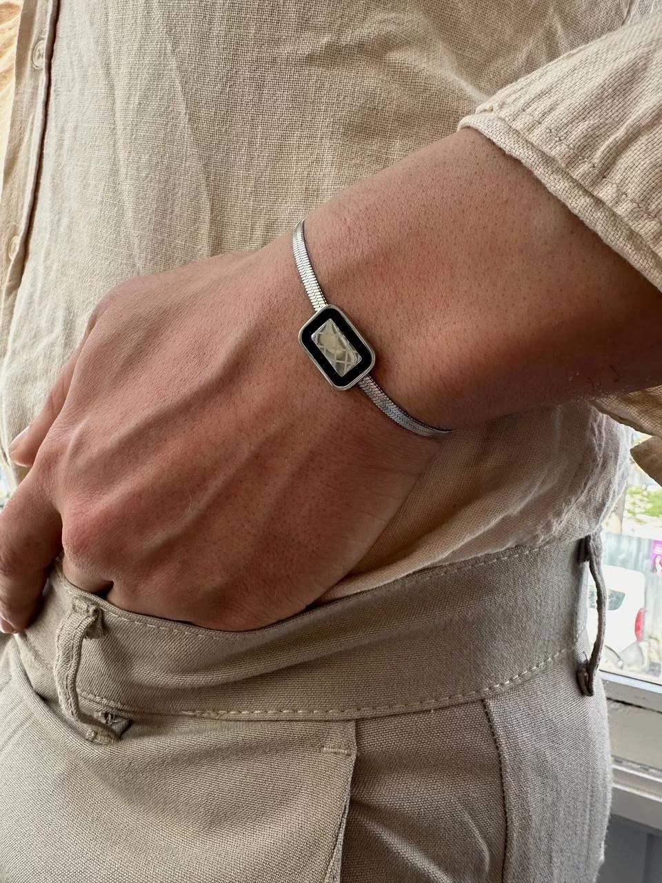 Silver Slim Square Bracelet
