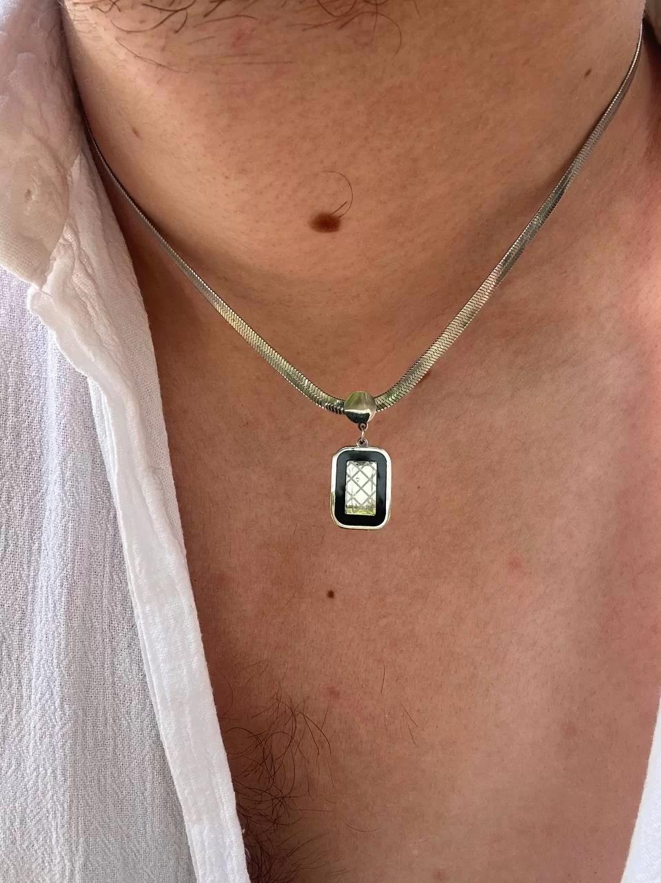 Silver Slim Square Necklace