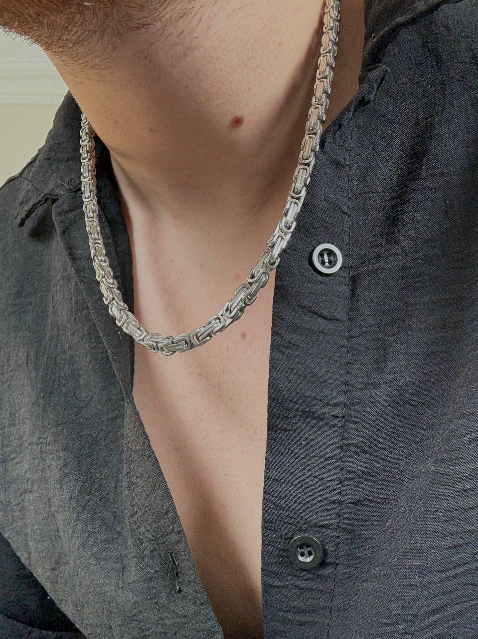 Silver Thick Steel Chain Necklace