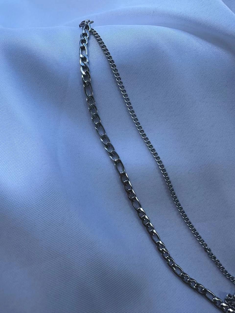 Silver Two Chain Figaro Bracelet
