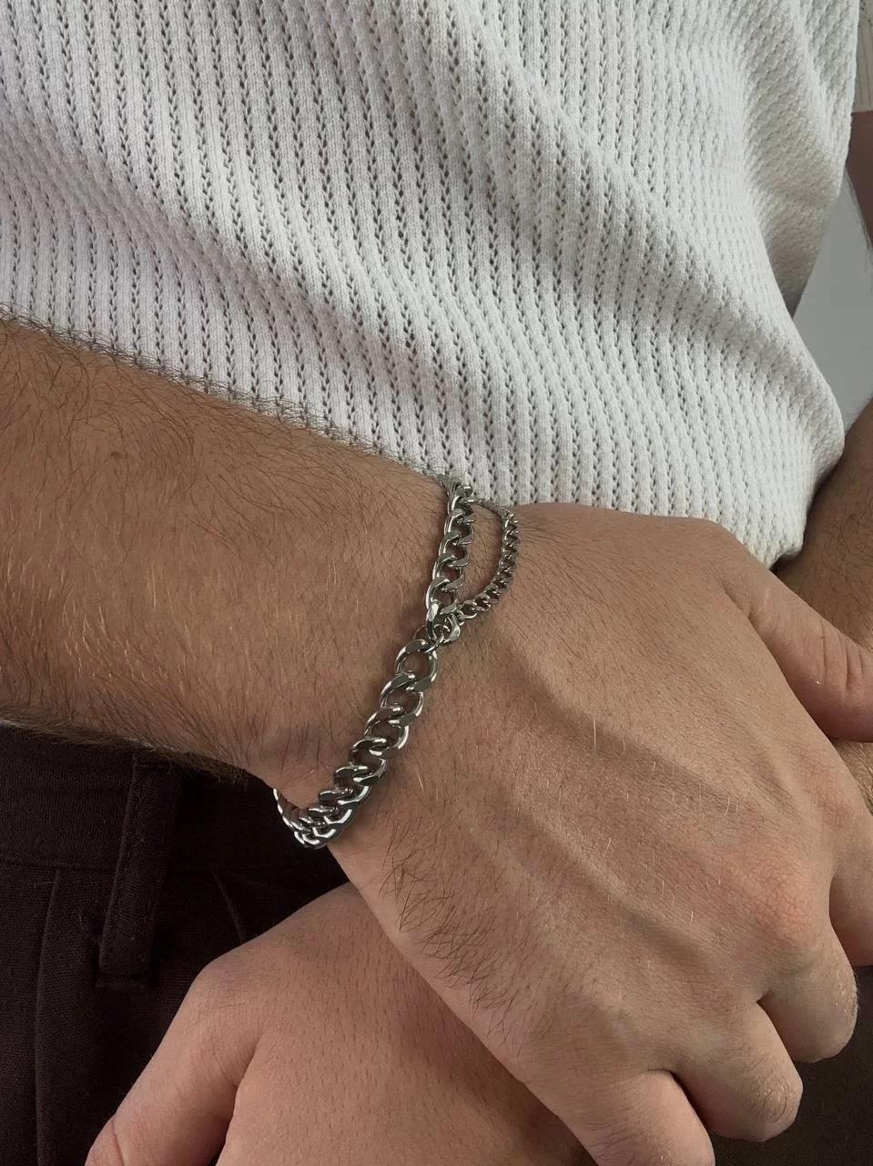 Silver Two Chain Half Bracelet
