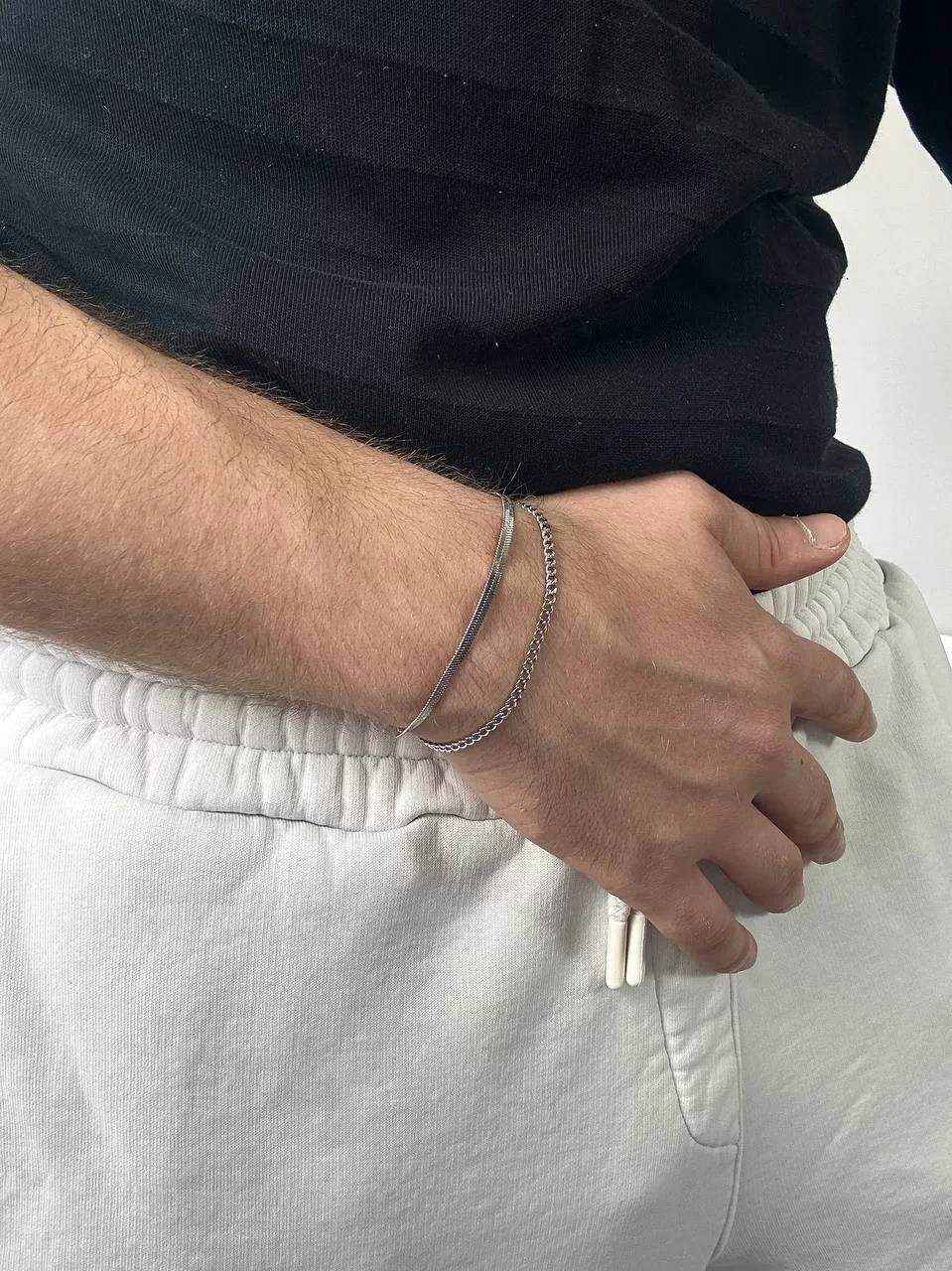 Silver Two Chain Mirror Bracelet