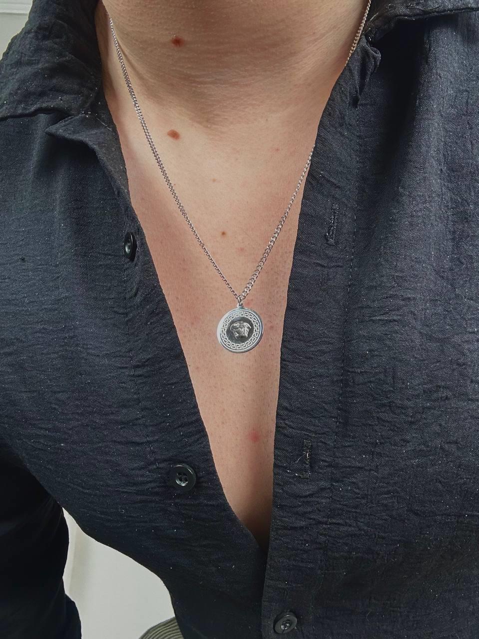 Silver Versace Relief Necklace