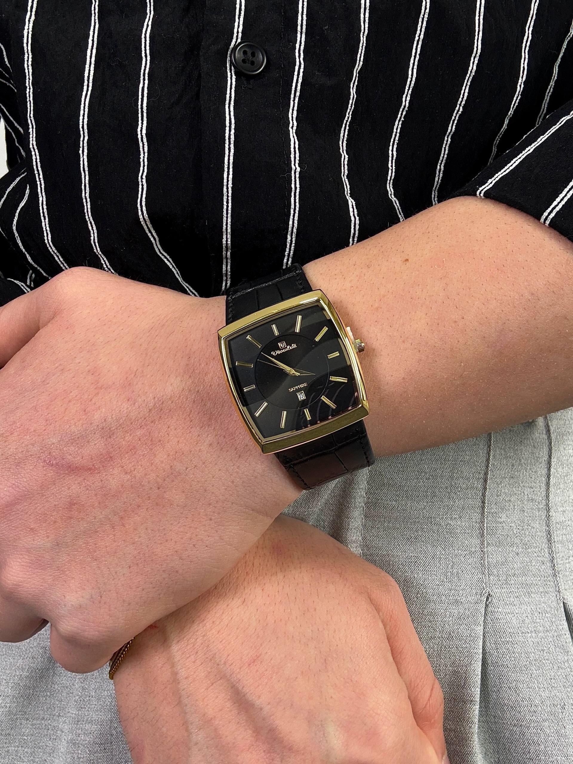 Sunset Black Leather Cord Vintage Wristhwatch VV
