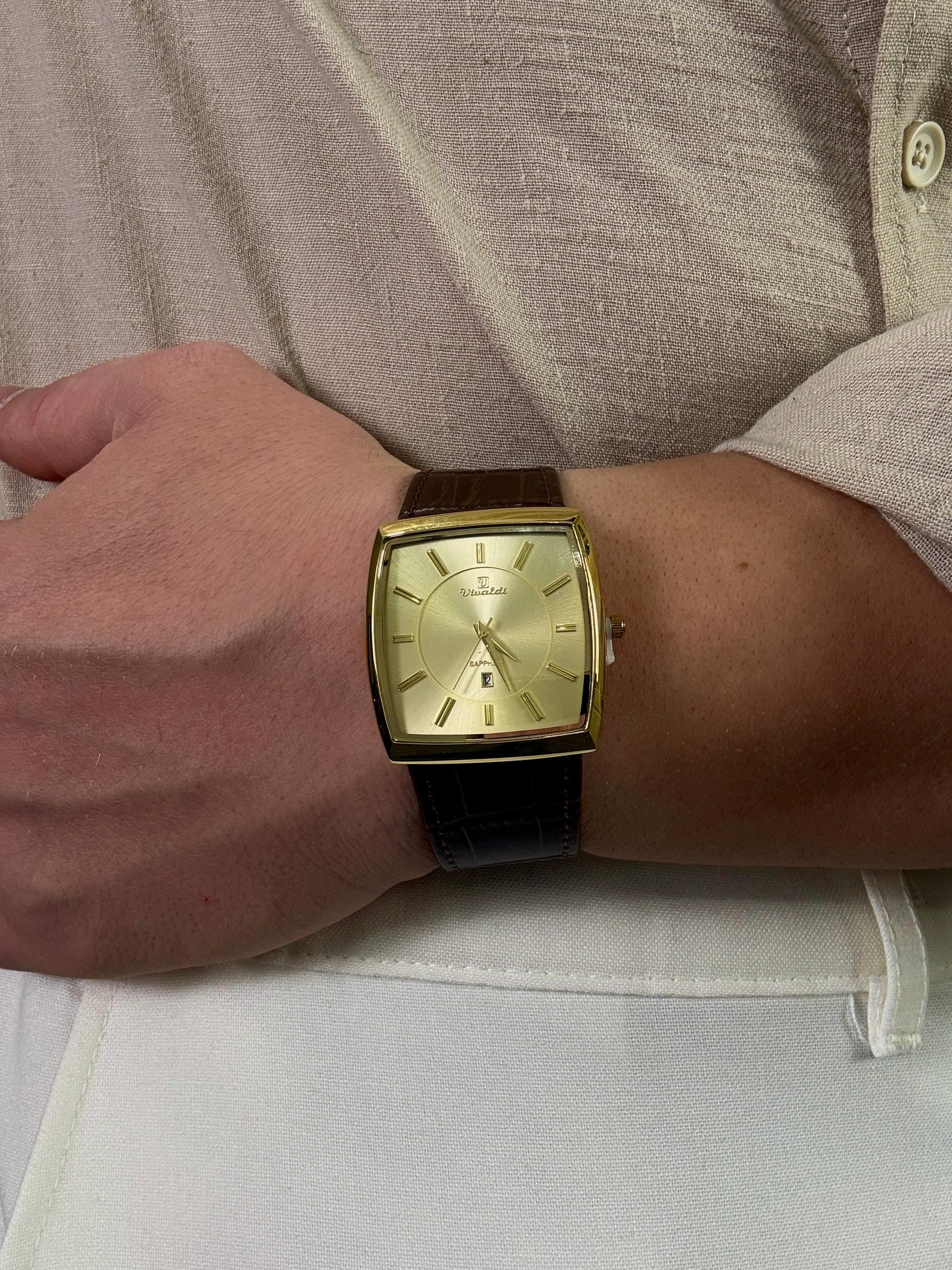 Sunset Brown Leather Cord Vintage Wristhwatch VV