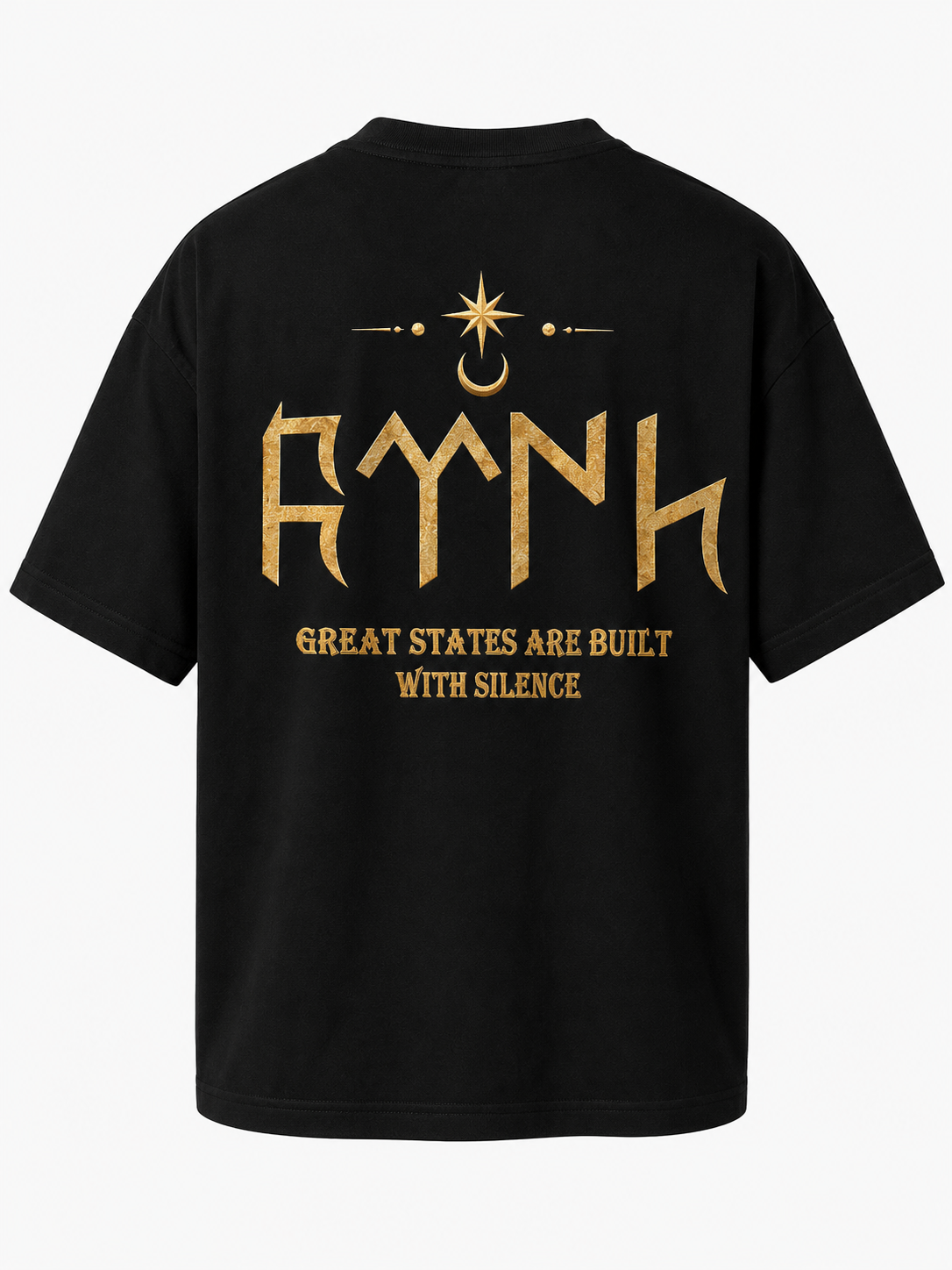 Türk - Kurt Motif Premıum Siyah Oversize T-shırt