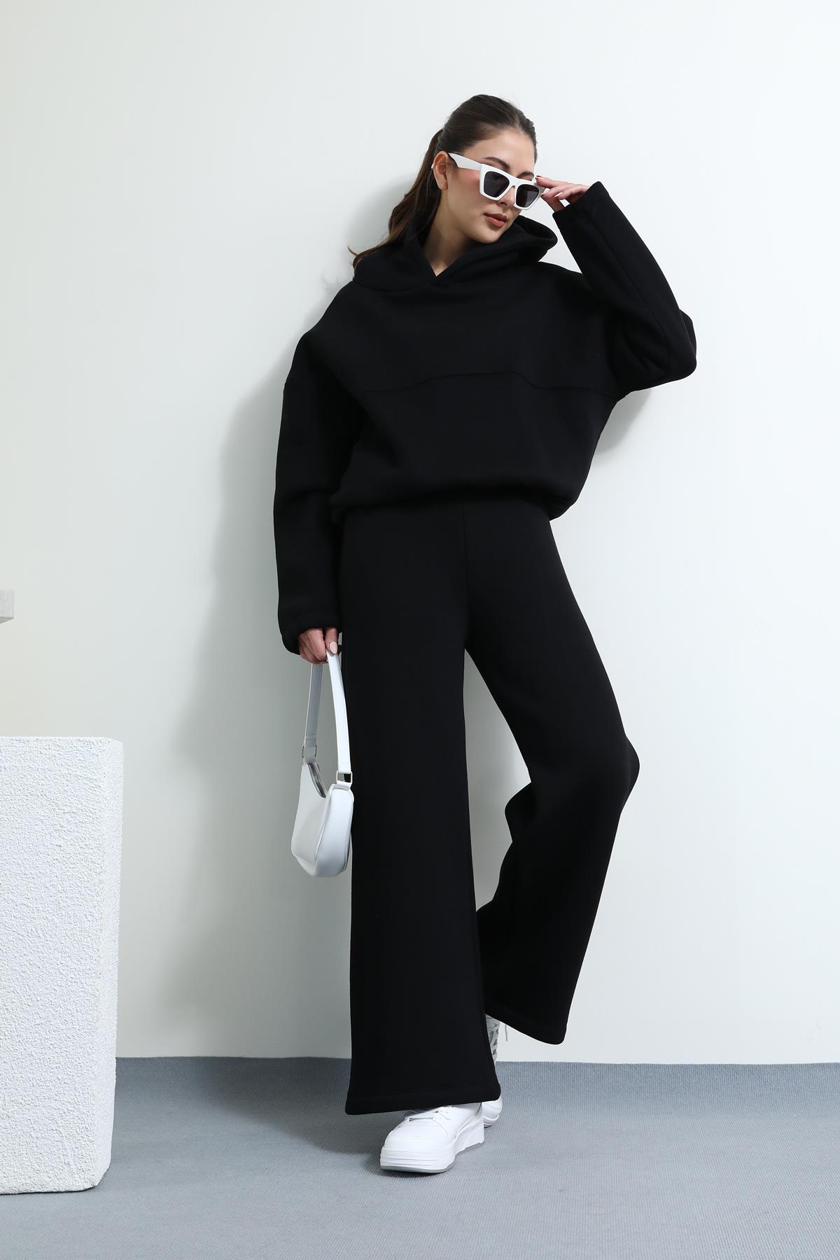 Kapüşonlu İkili Takım - SİYAH