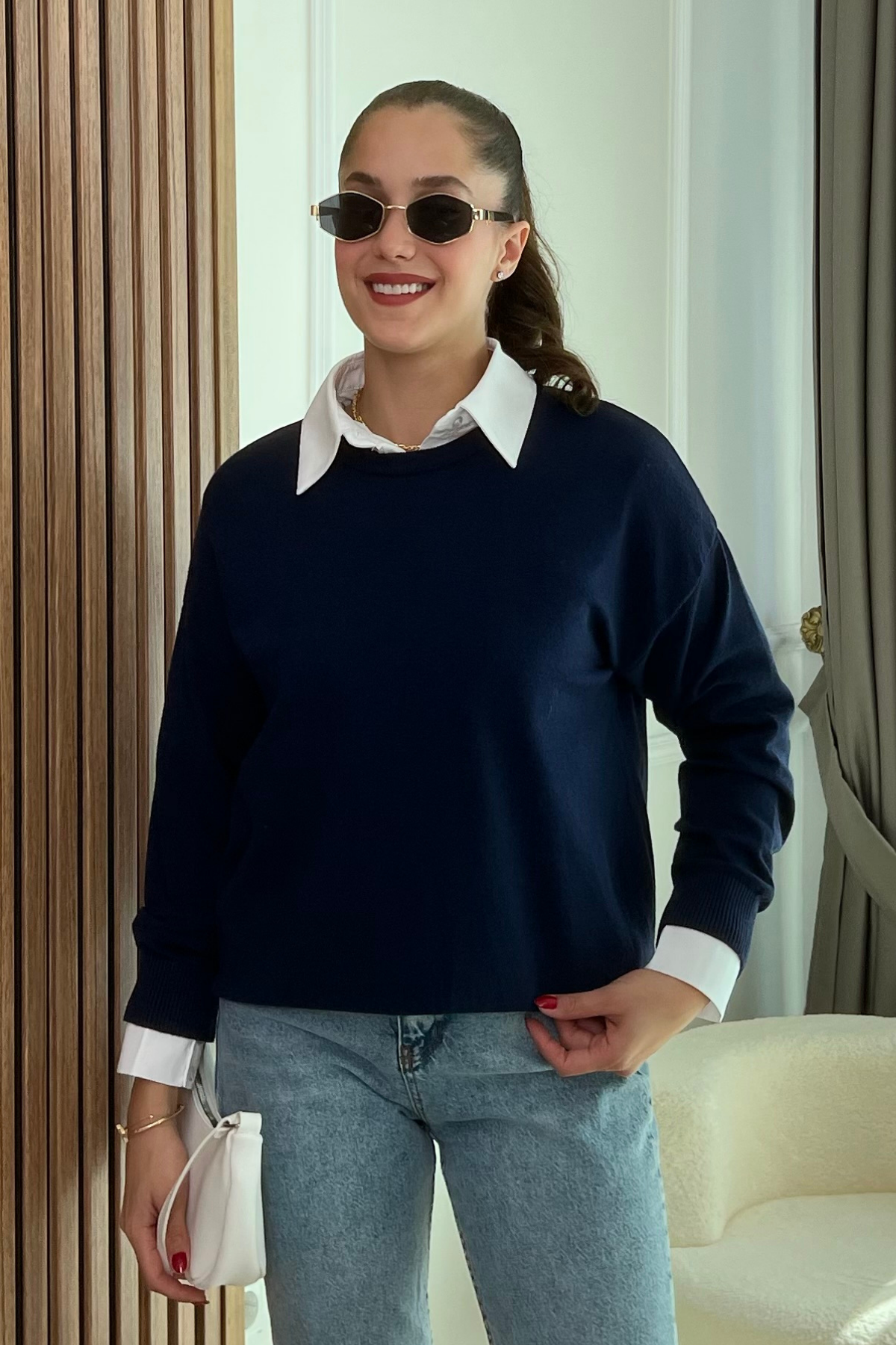 Mass Oversize Triko - LACİVERT