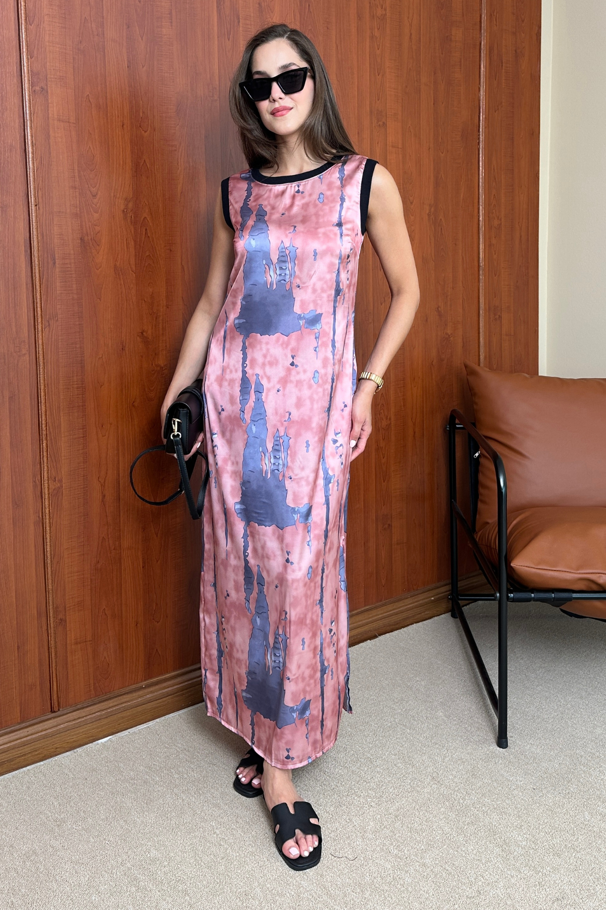 Saten Elbise - PEMBE