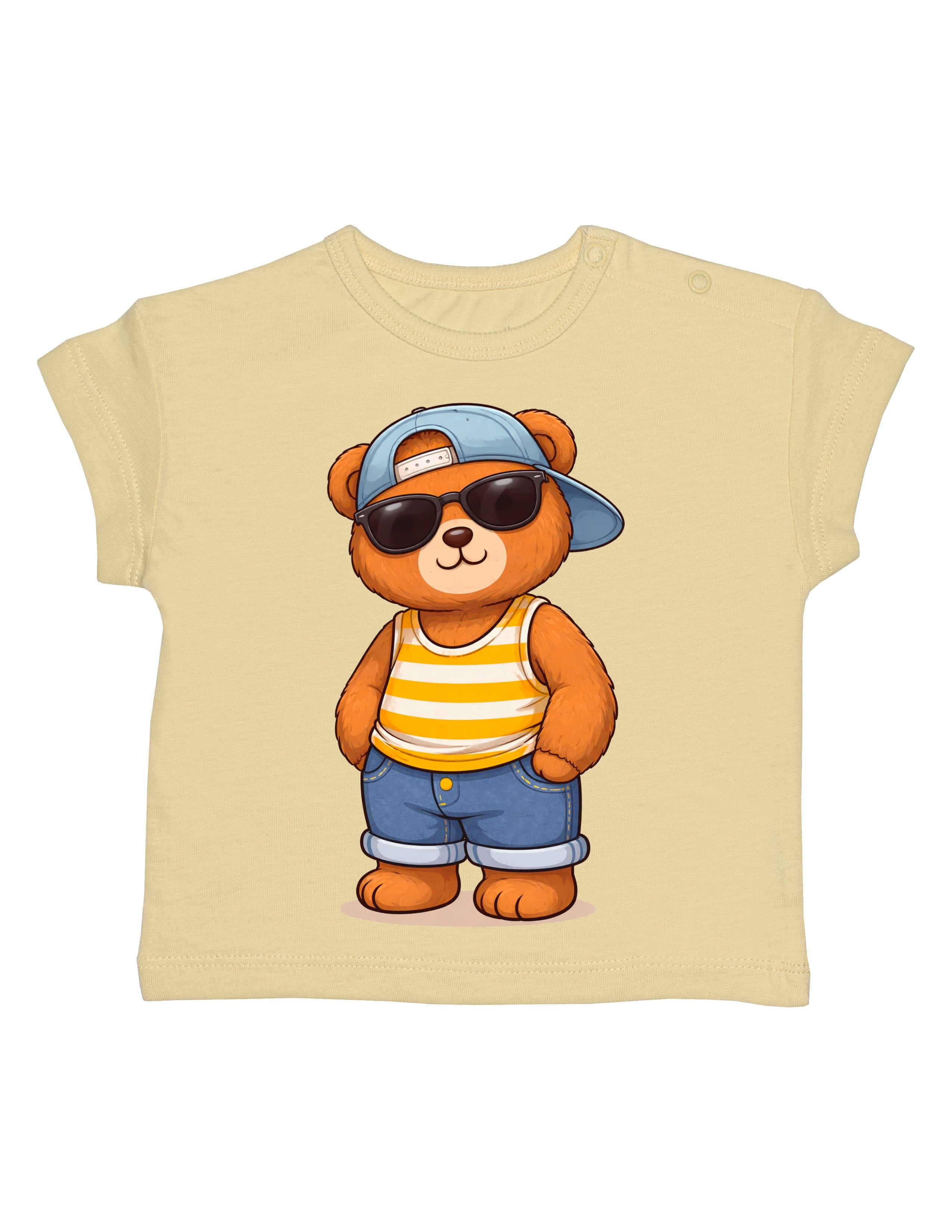 Basic Bebek Oversize Baskılı Bej T-shirt