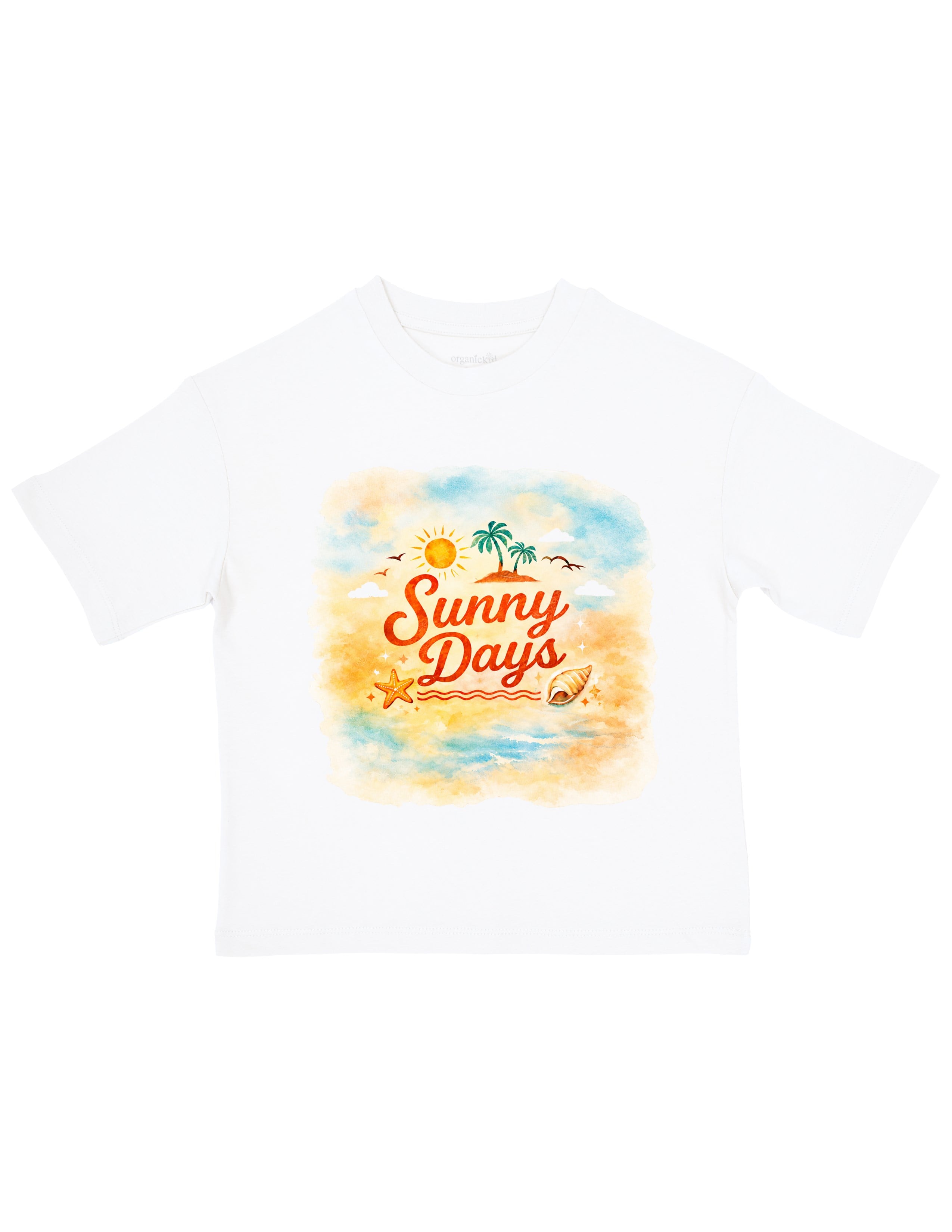 Basic Çocuk Oversize Baskılı Beyaz T-shirt