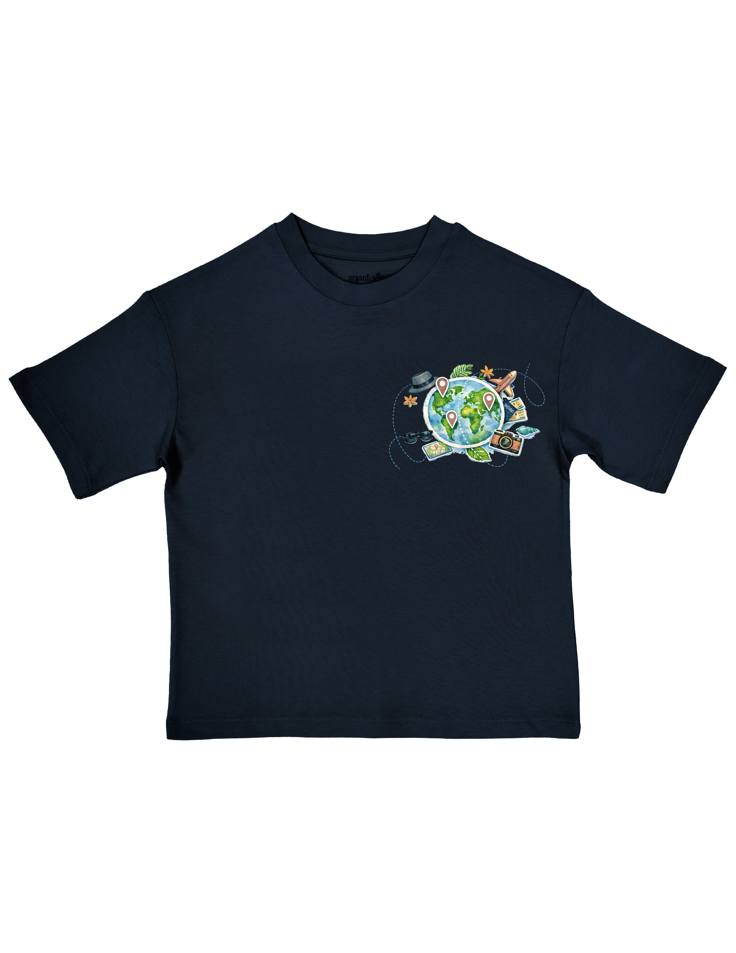 Basic Çocuk Oversize Baskılı Lacivert T-shirt