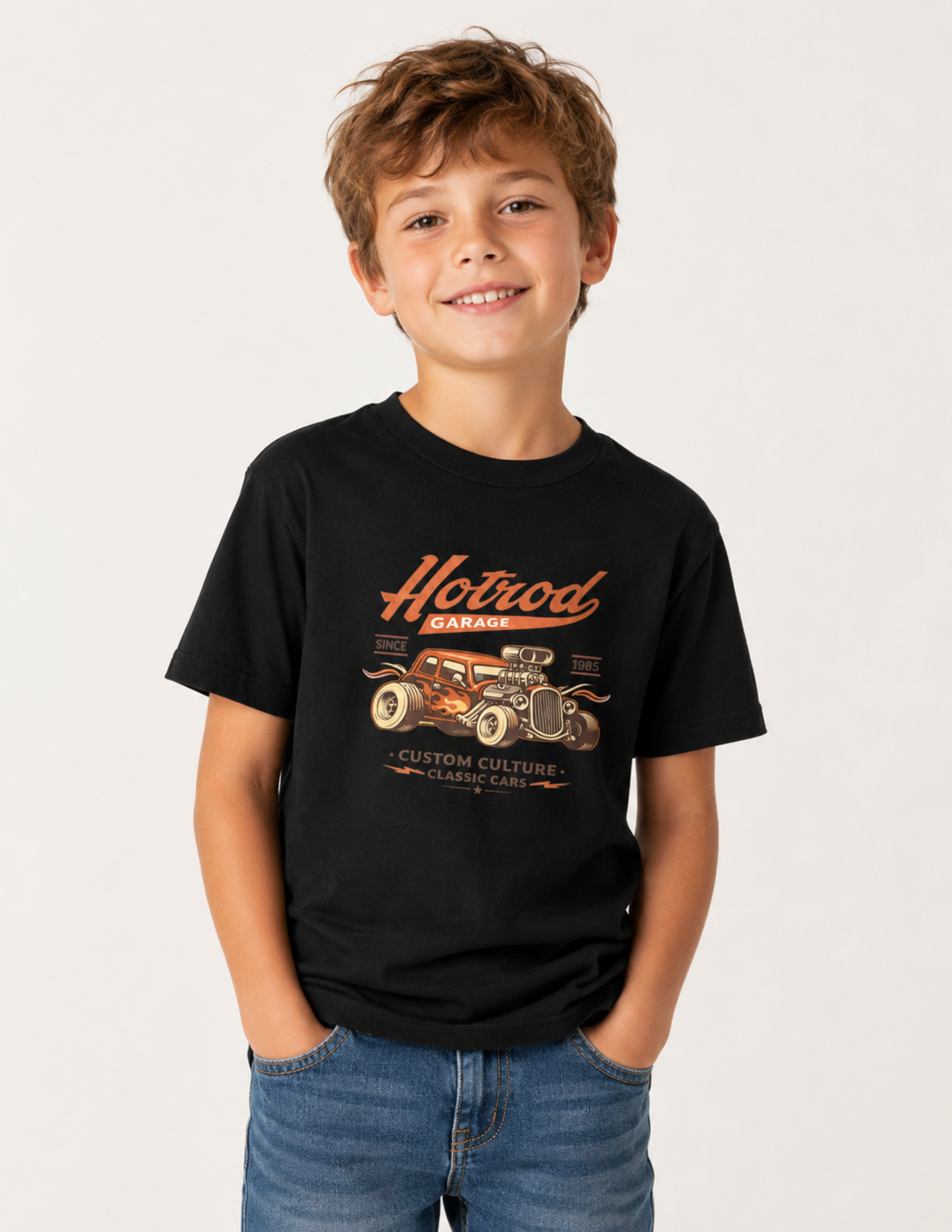 Basic Çocuk Oversize Baskılı Siyah T-shirt