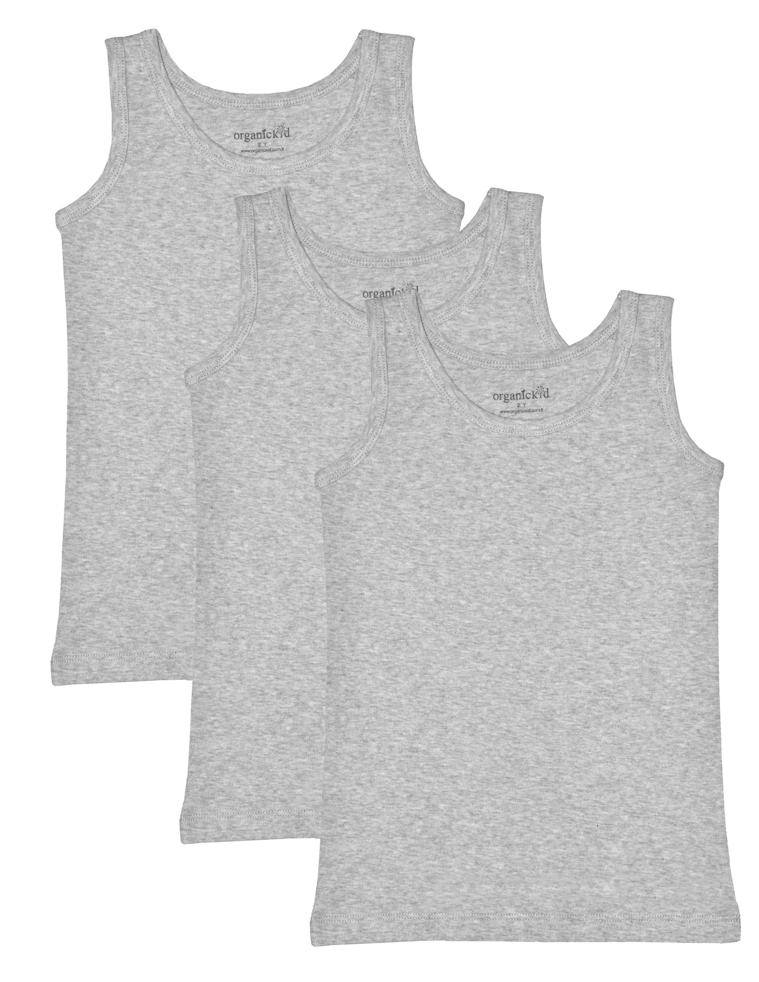 Basic Cotton Erkek Çocuk Gri Atlet Seti 3lü