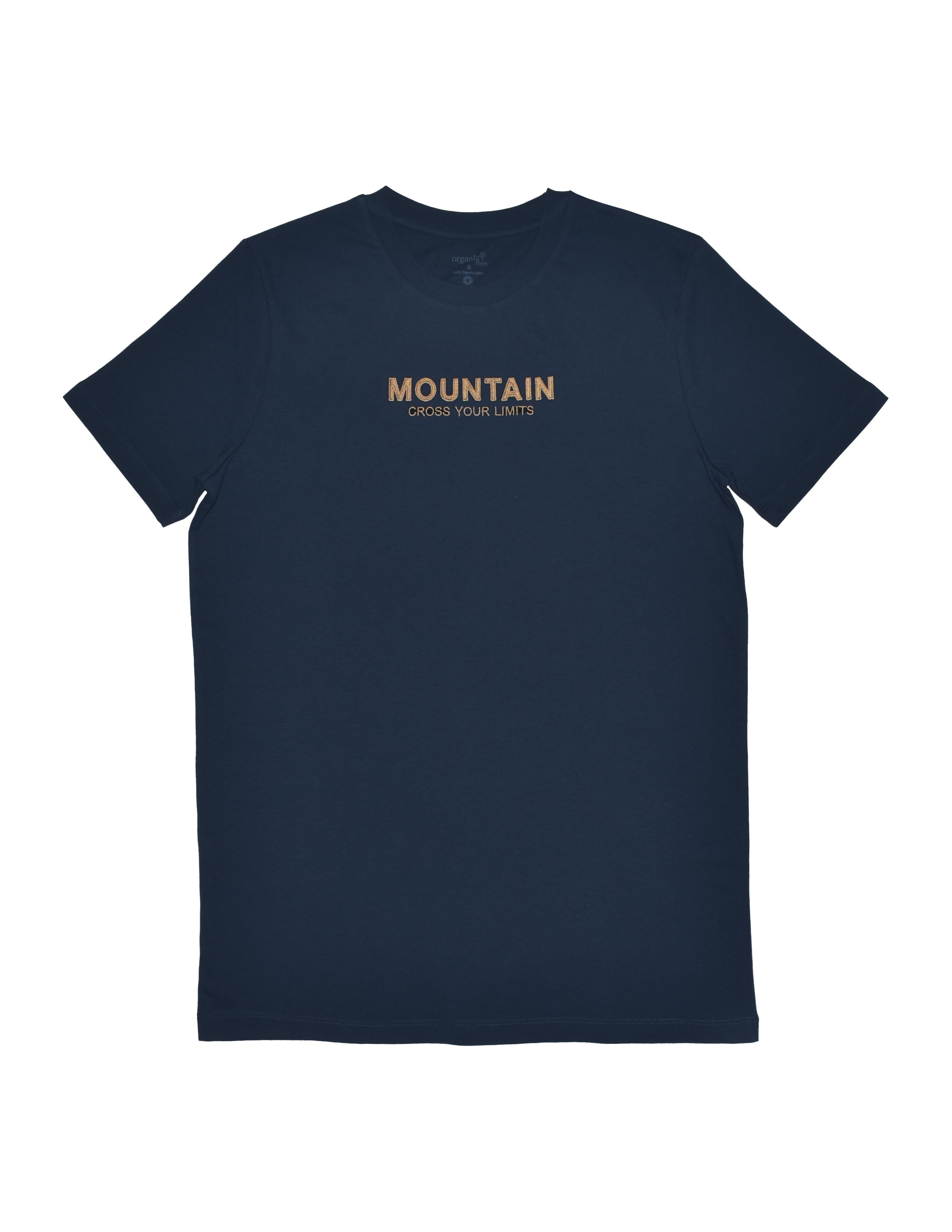 Basic Erkek Bisiklet Yaka Nakışlı Lacivert T-shirt