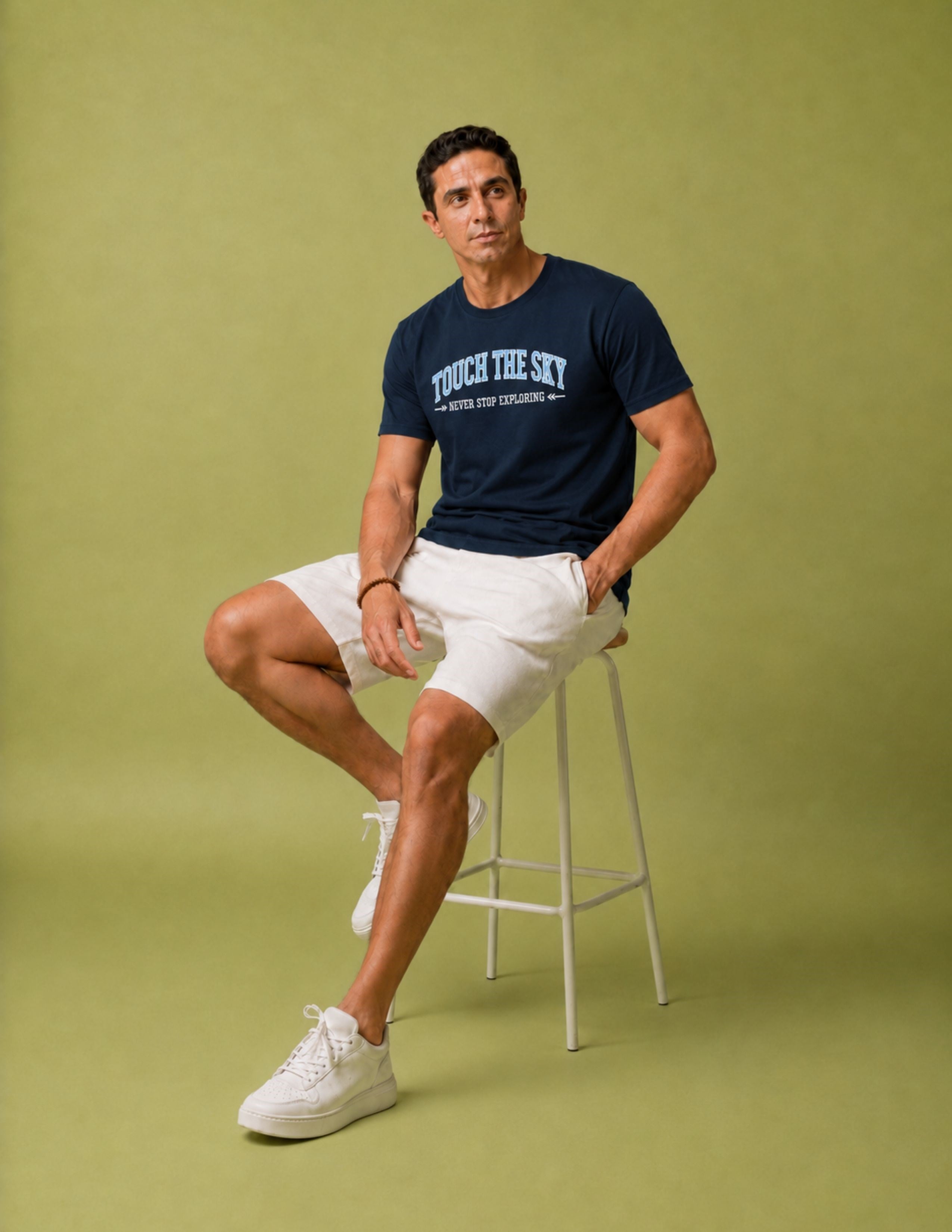 Basic Erkek Oversize Nakışlı Lacivert T-shirt
