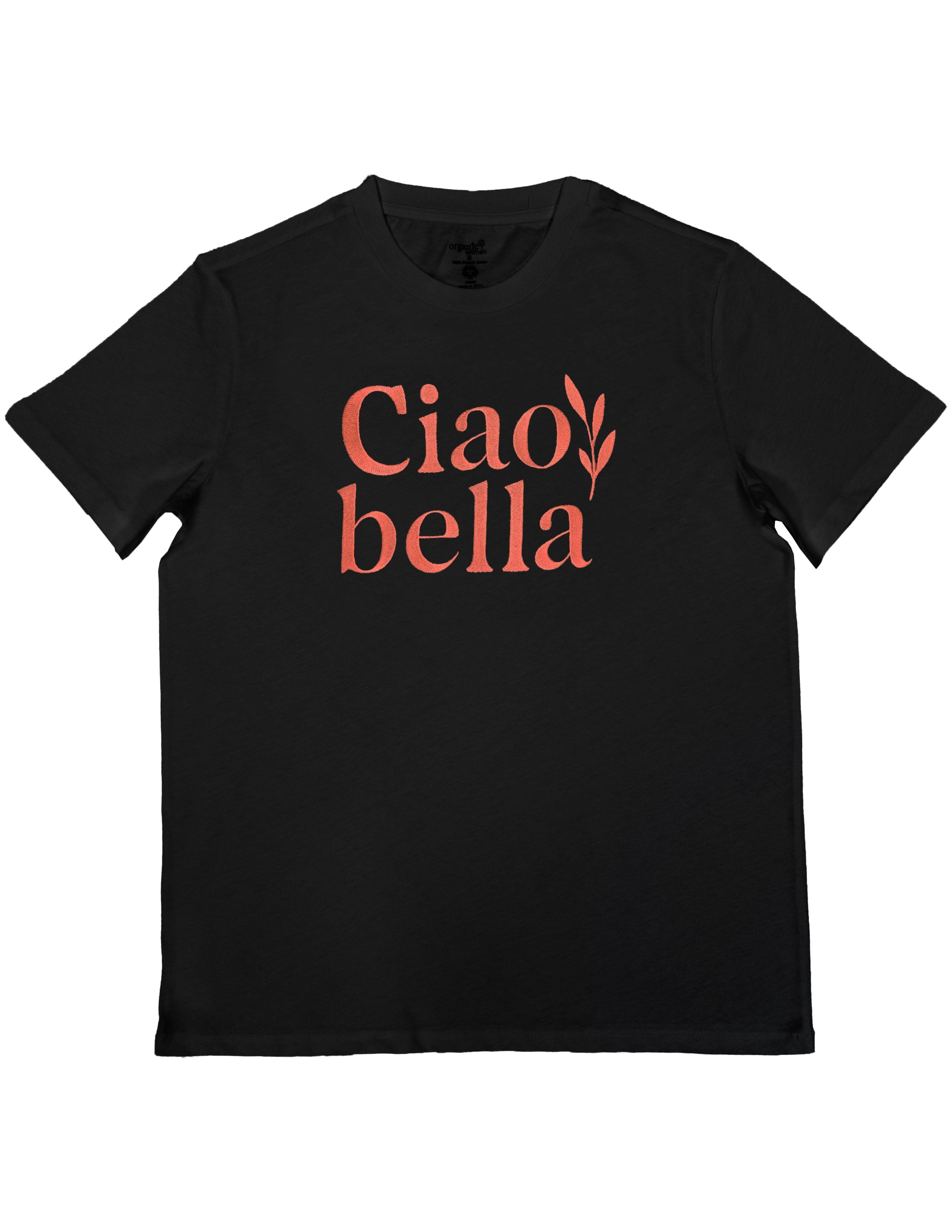 Basic Kadın Bisiklet Yaka Nakışlı Siyah T-shirt