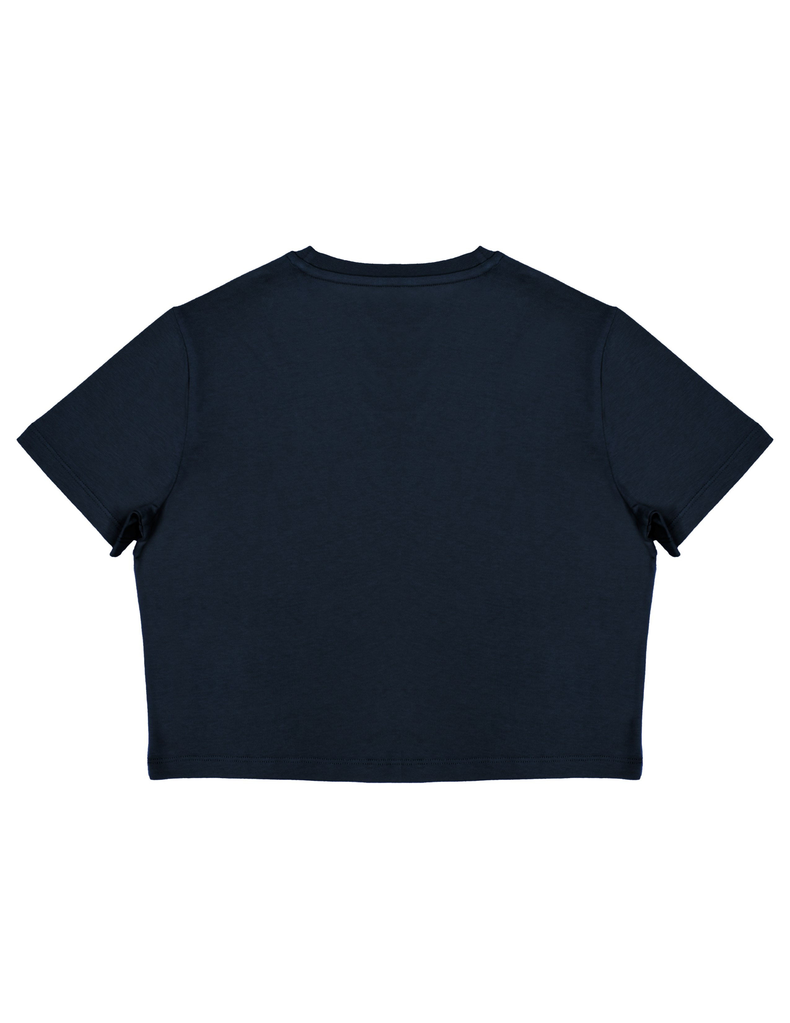 Basic Kadın Crop Baskılı Lacivert T-shirt