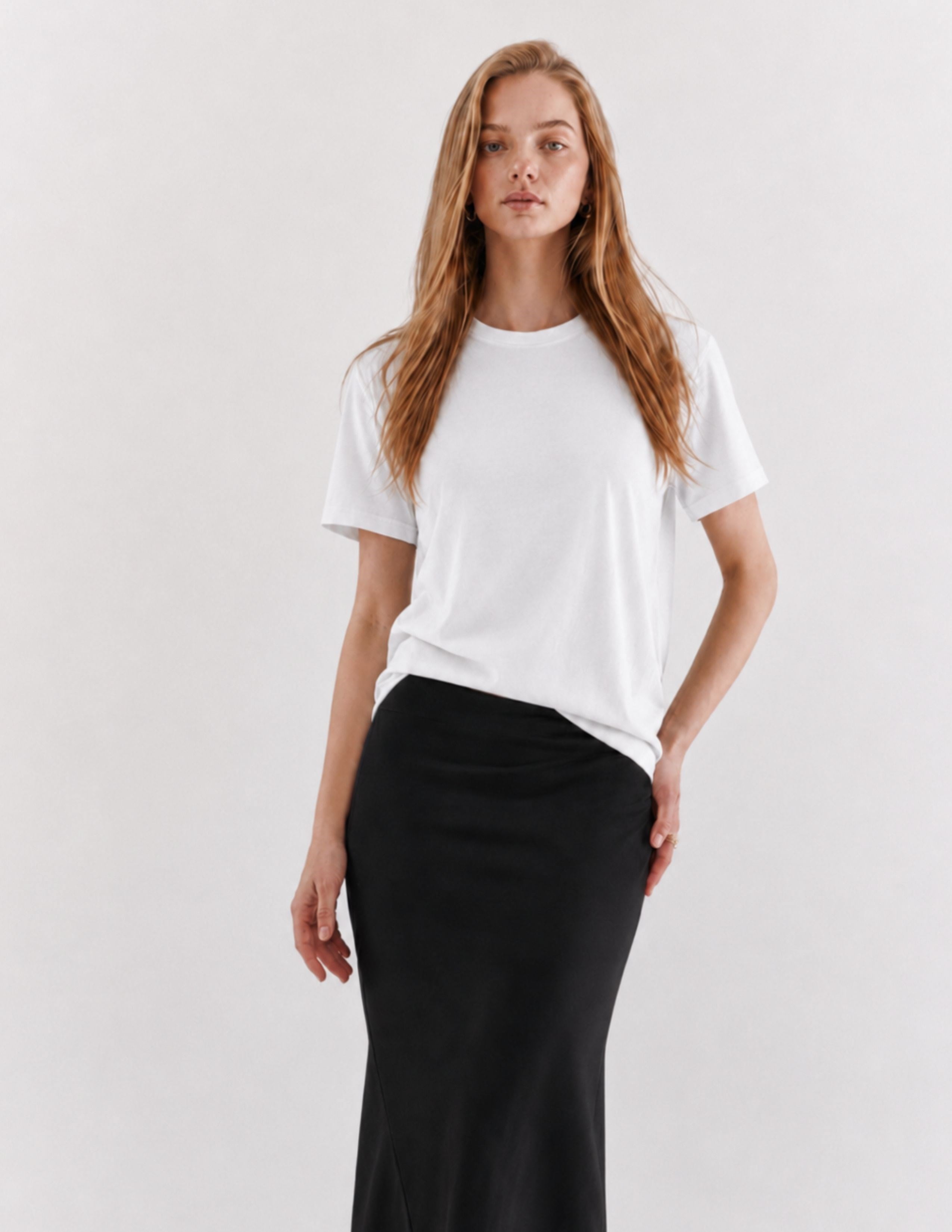 Basic Kadın Loose Beyaz T-shirt