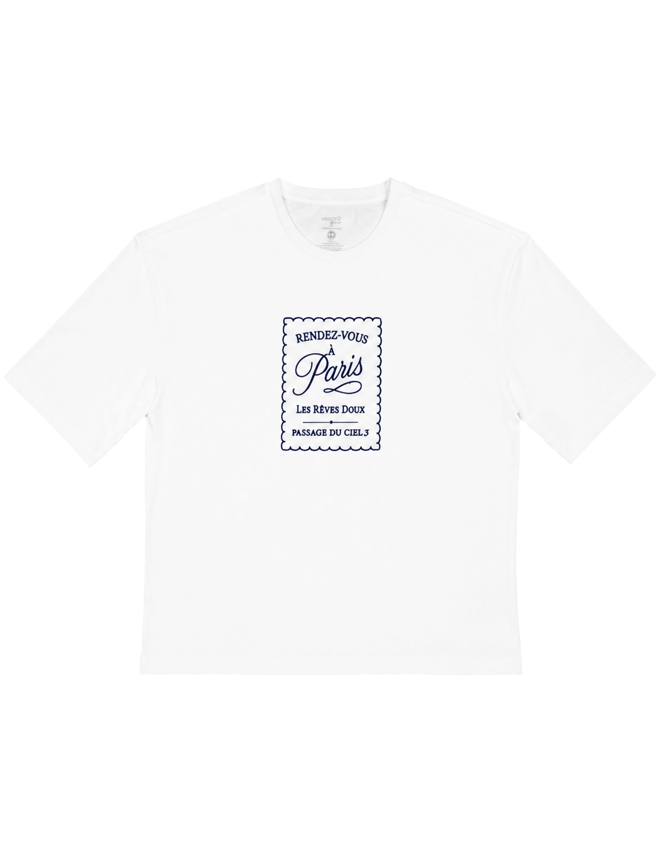 Basic Kadın Loose Nakışlı Beyaz T-shirt