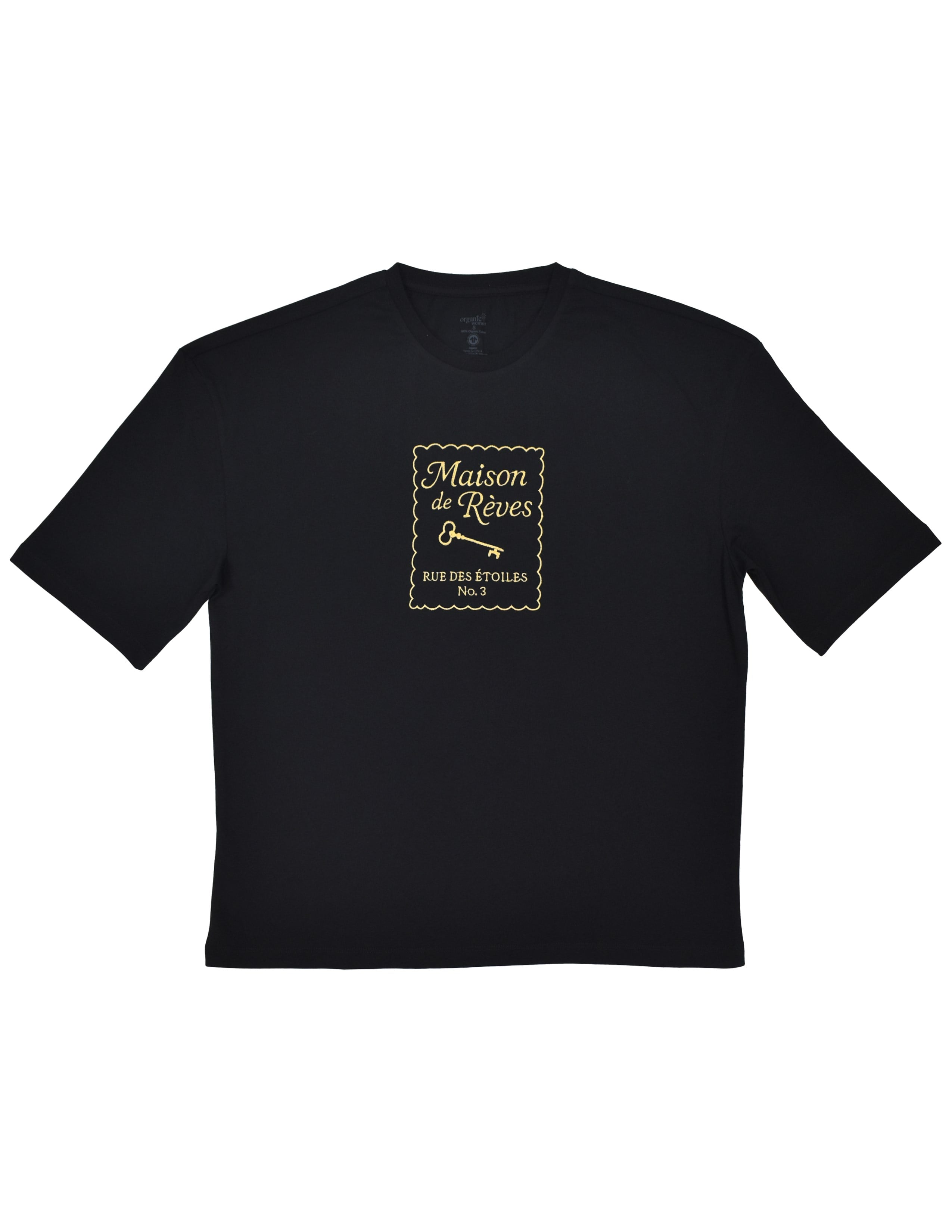 Basic Kadın Loose Nakışlı Siyah T-shirt