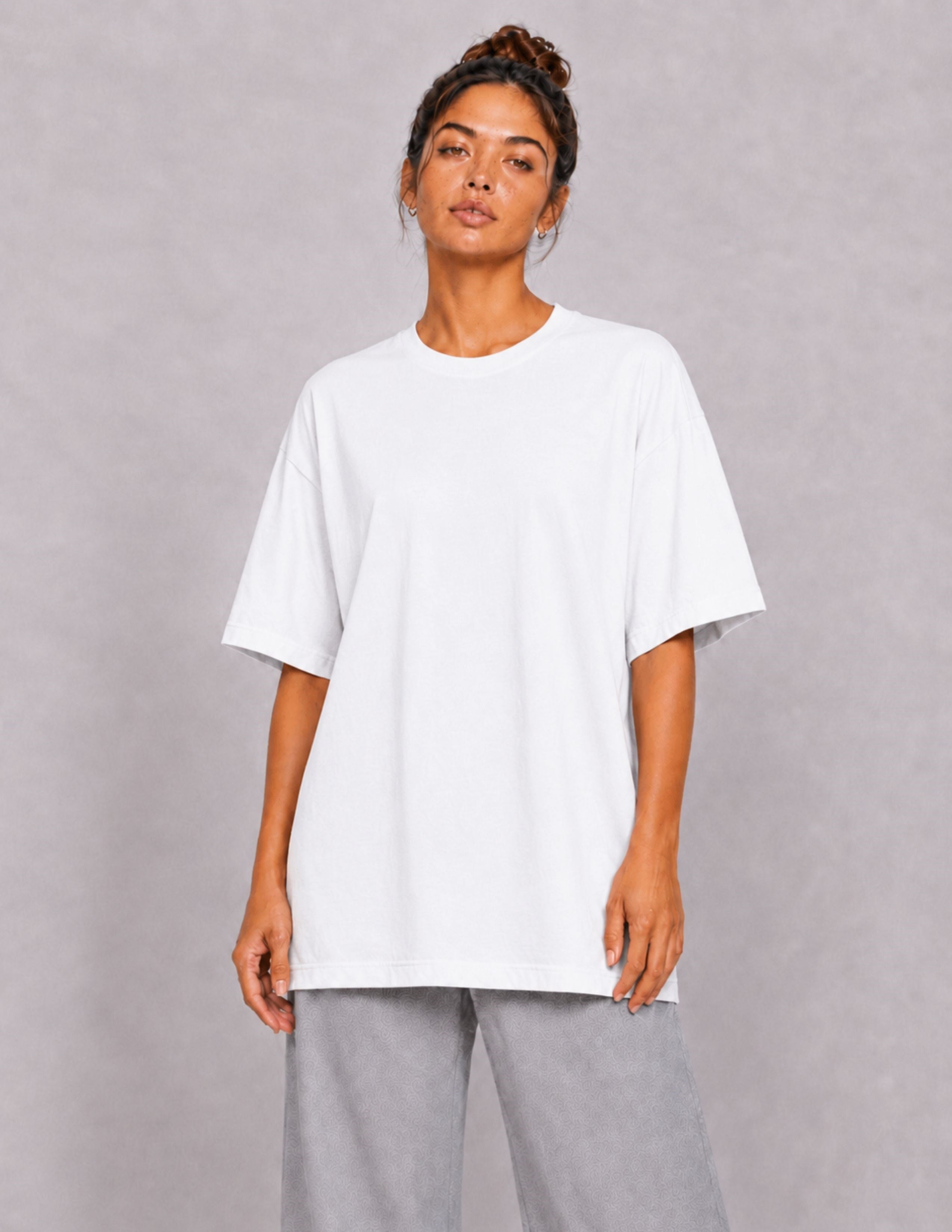 Basic Kadın Oversize Beyaz T-shirt