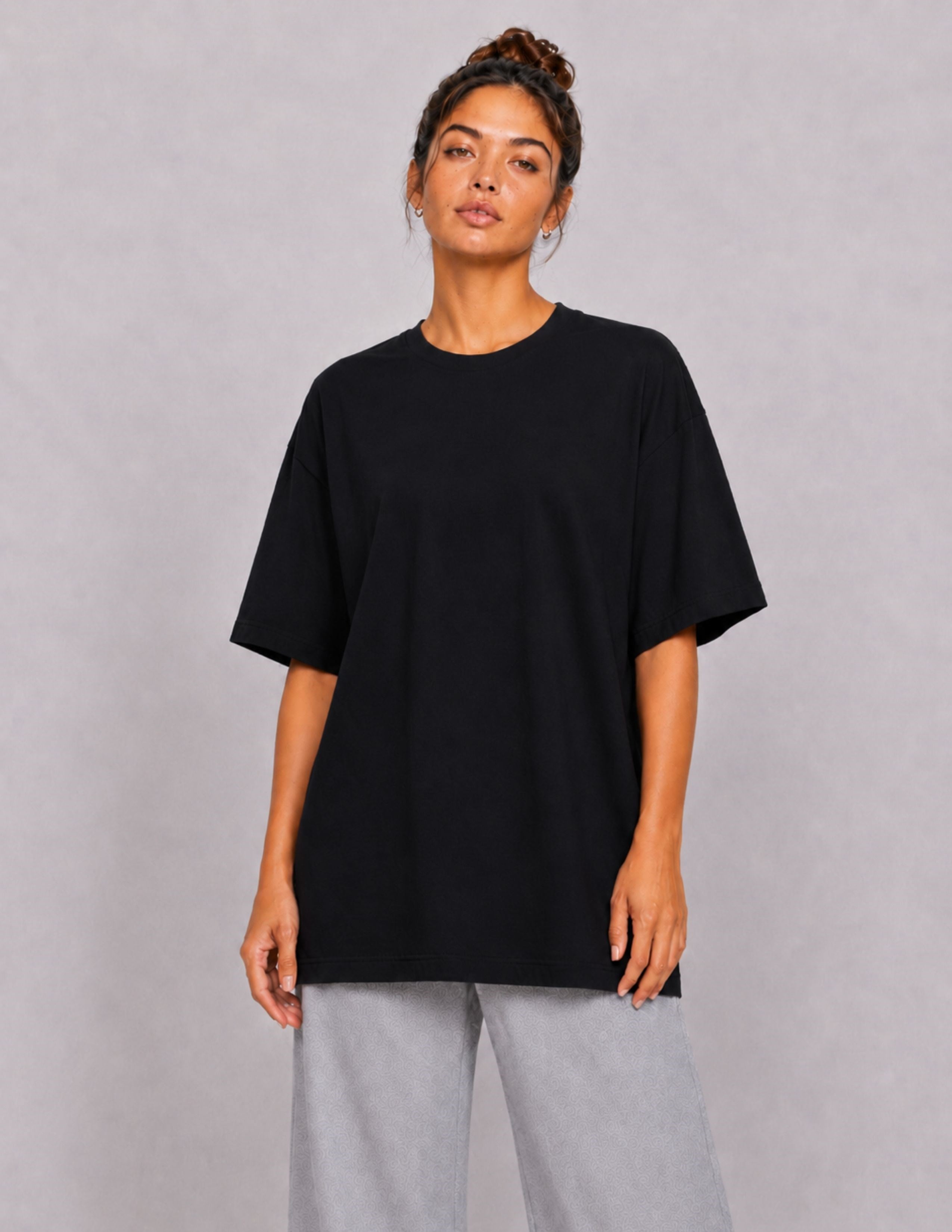 Basic Kadın Oversize Siyah T-shirt