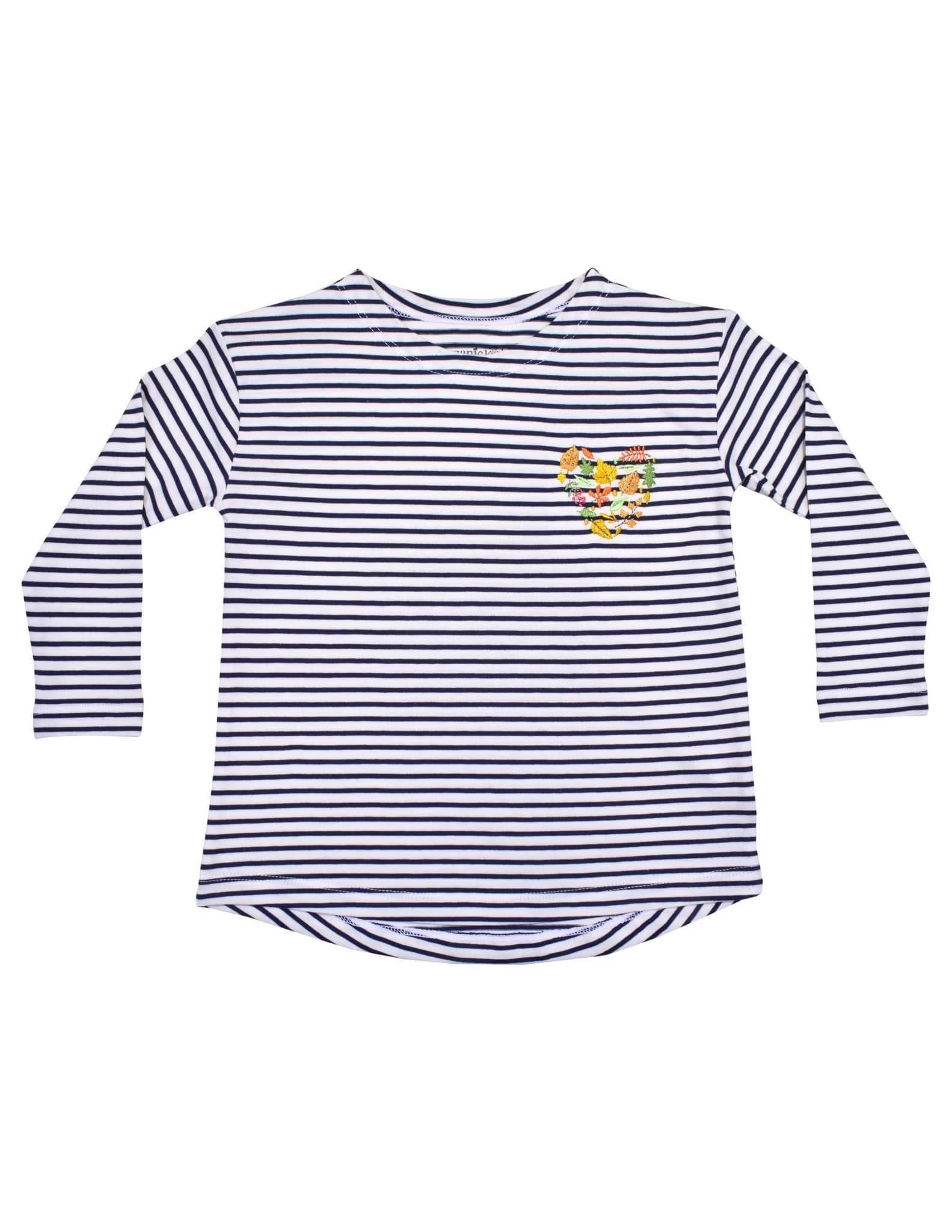 Basic Kız Çocuk Çizgili Uzun Kollu T-shirt