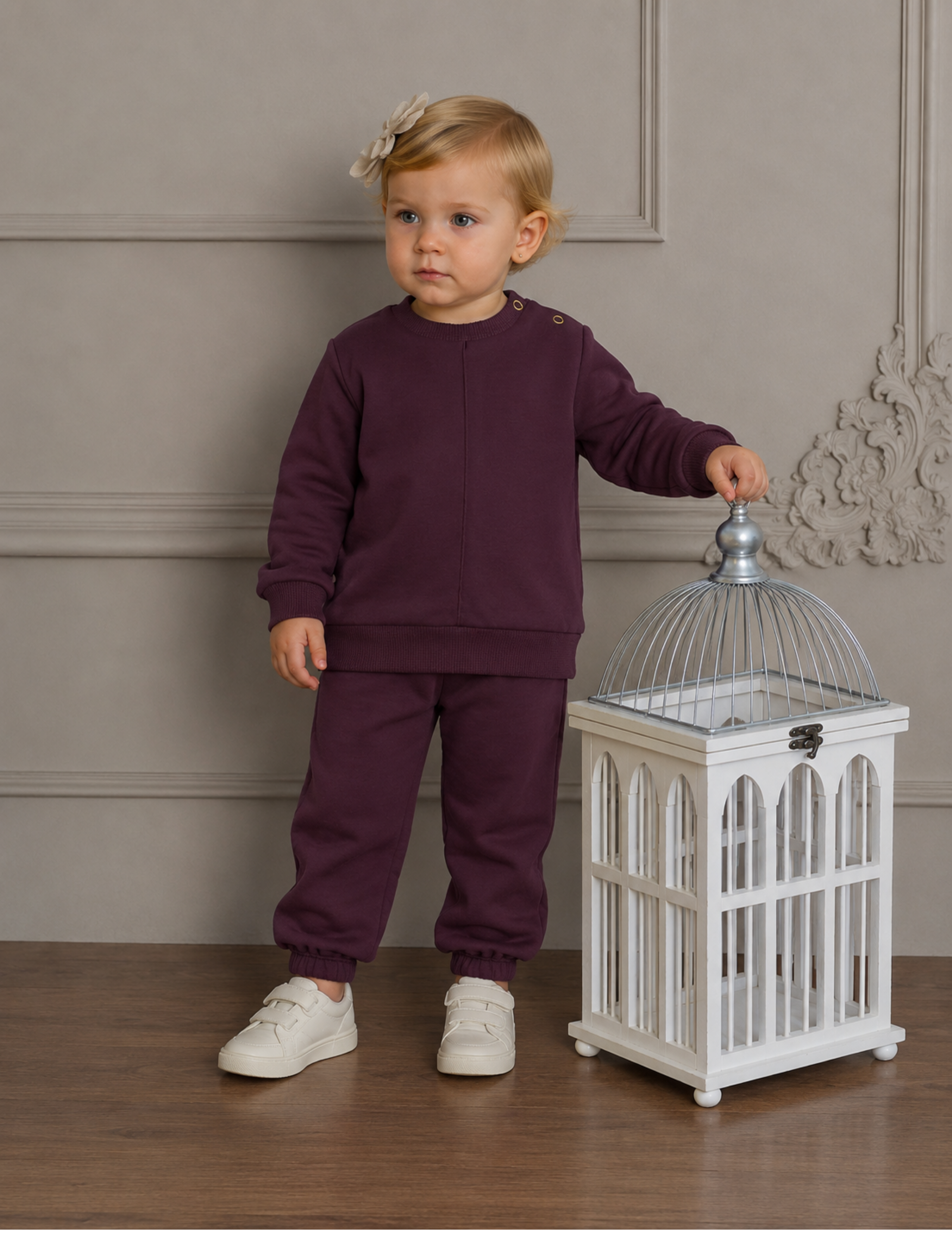 Dusty Rose Kız Bebek Bordo 2'li Takım