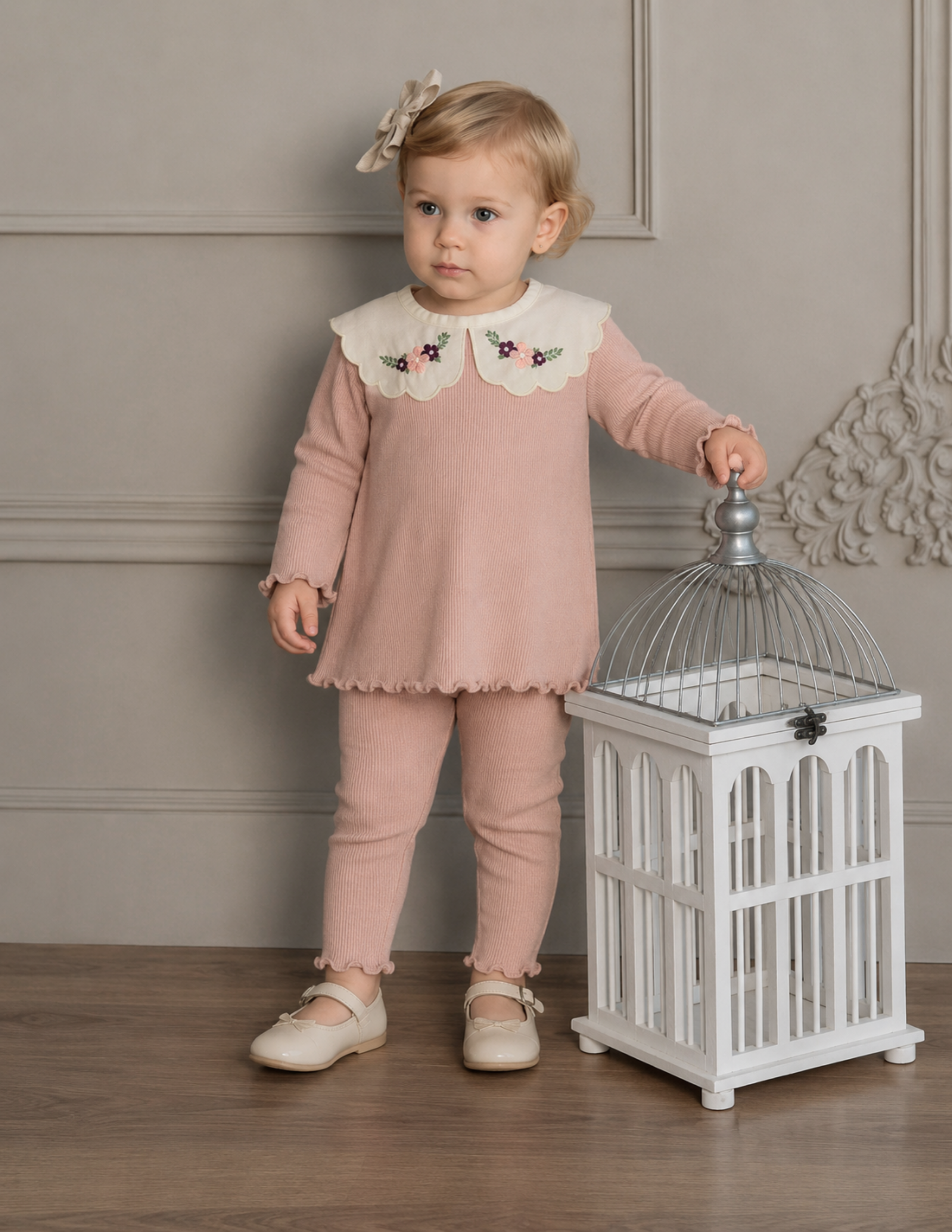 Dusty Rose Kız Bebek Gül Kurusu 2'li Set