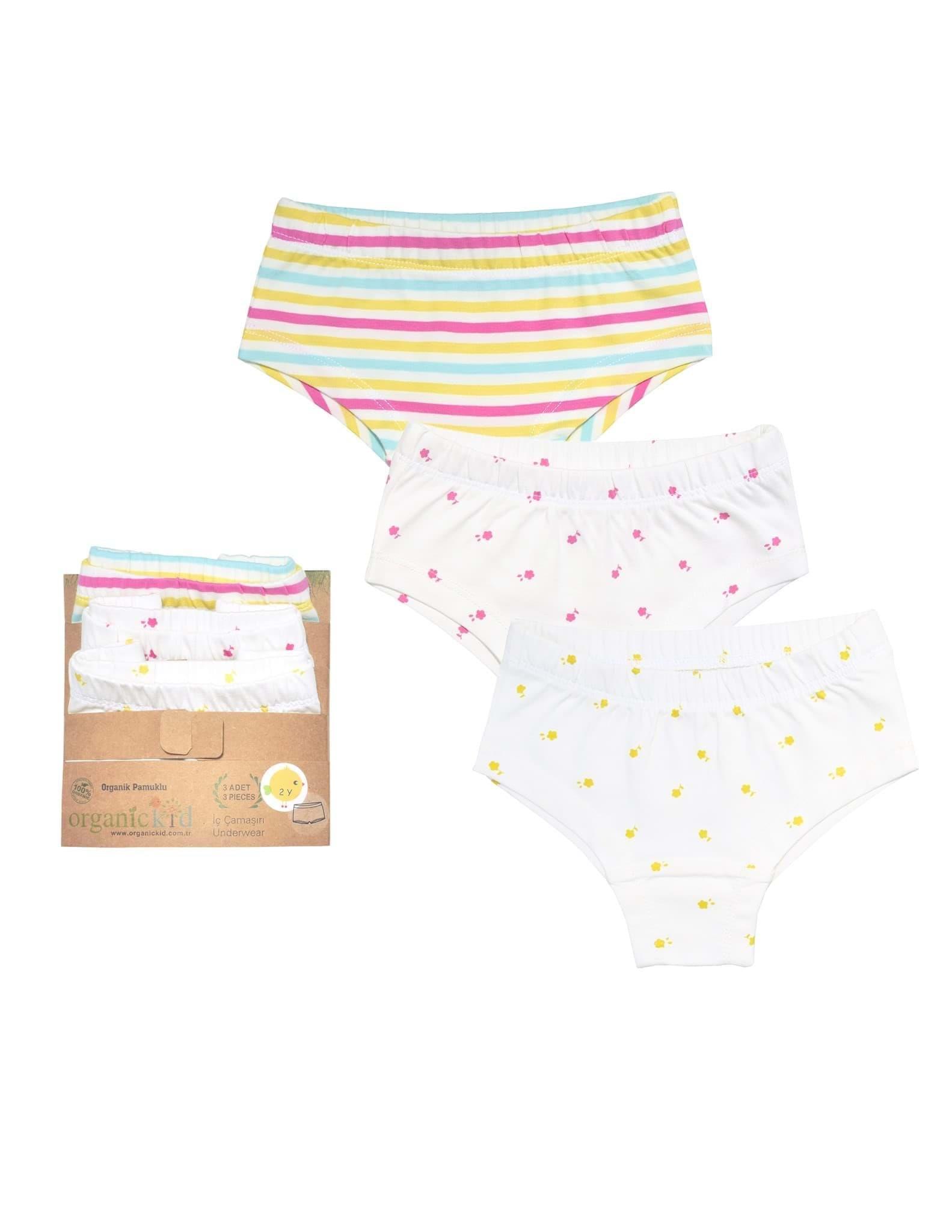Flower Kız Çocuk Renkli Boxer Külot Seti 3lü