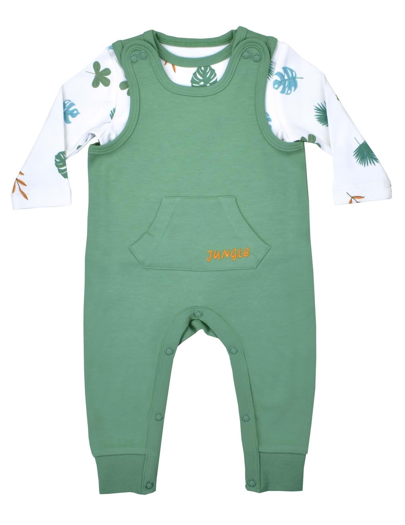 Jungle Erkek Bebek Yeşil Tulum Seti 2li