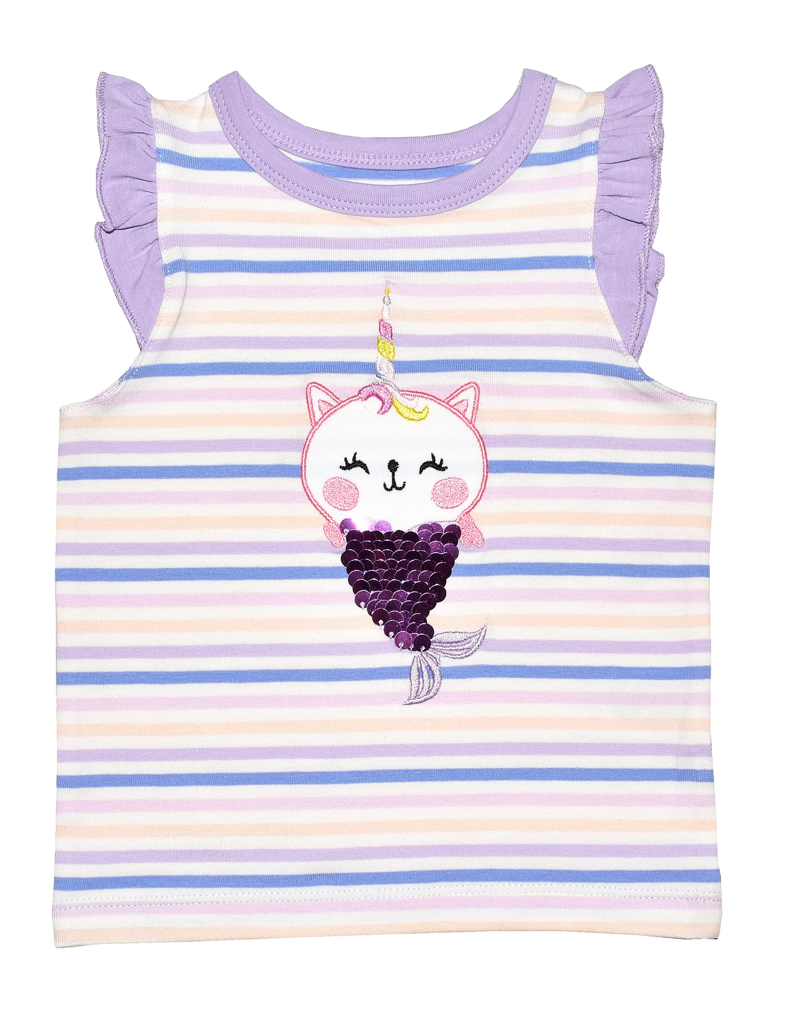 Merkitty Kız Bebek Çift Yönlü Pullu Kısa Kol T-shirt