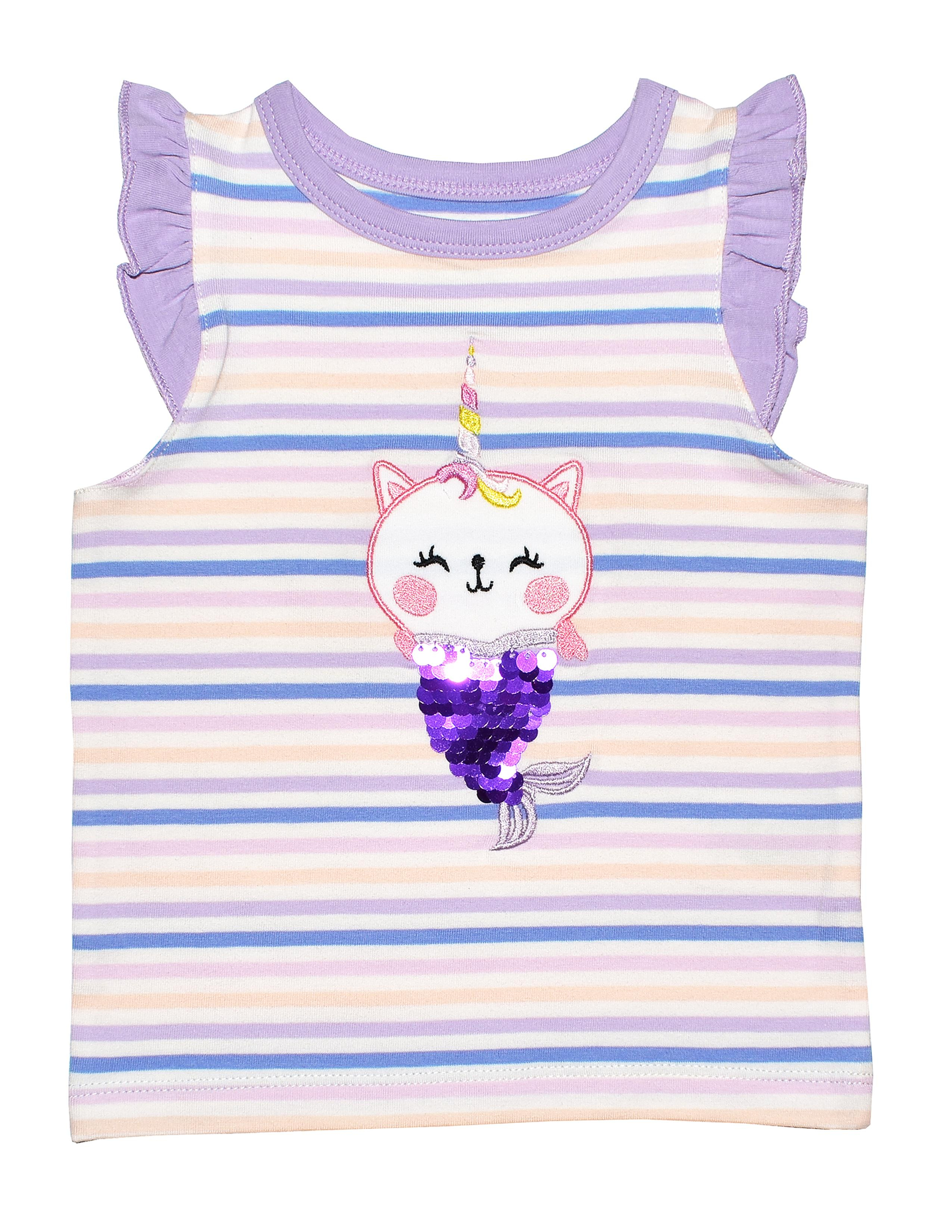 Merkitty Kız Bebek Çift Yönlü Pullu Kısa Kol T-shirt